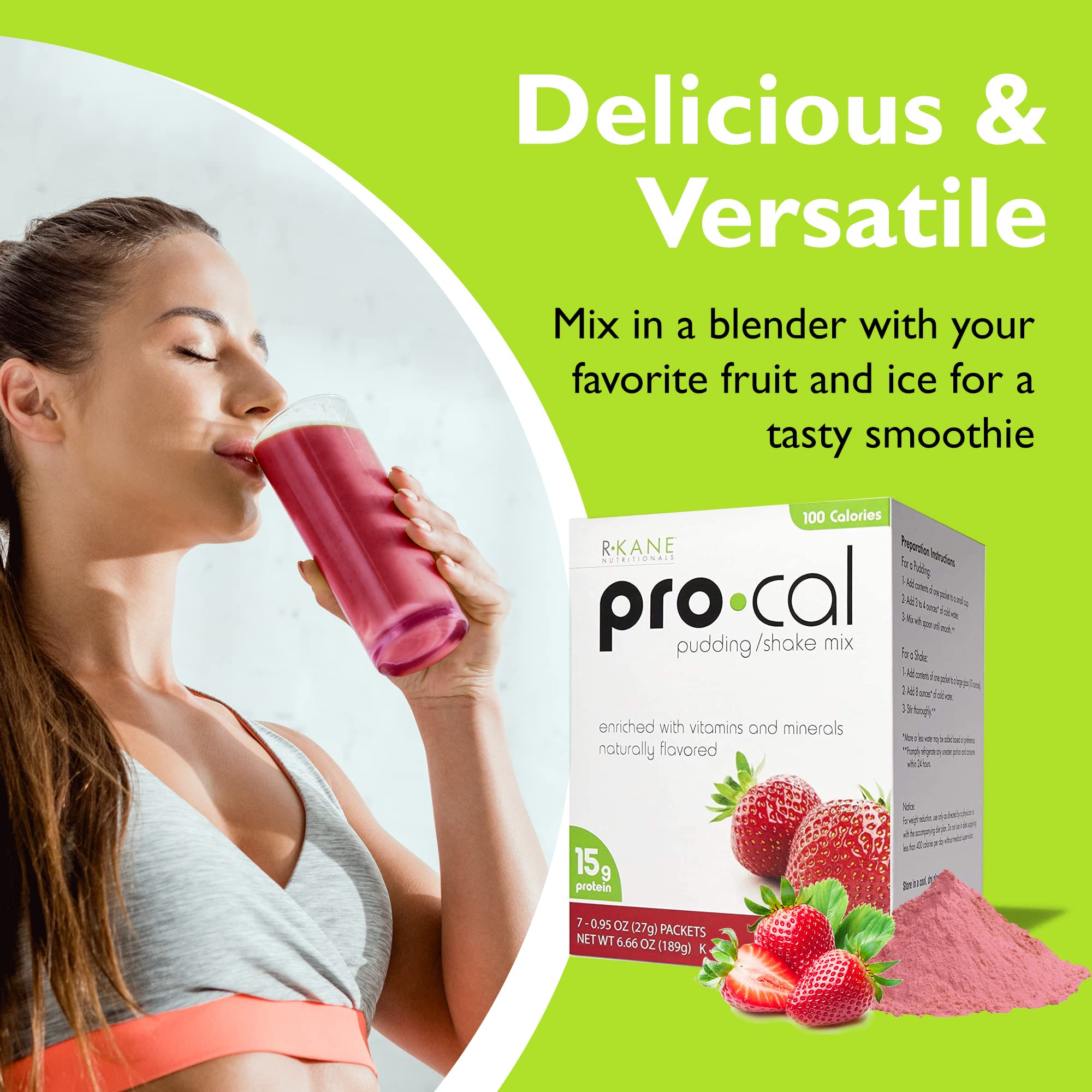 R-Kane Nutritionals Pro-Cal Pudding/Shake Mix, Low Calorie Protein Shake Powder R-Kane Nutritionals