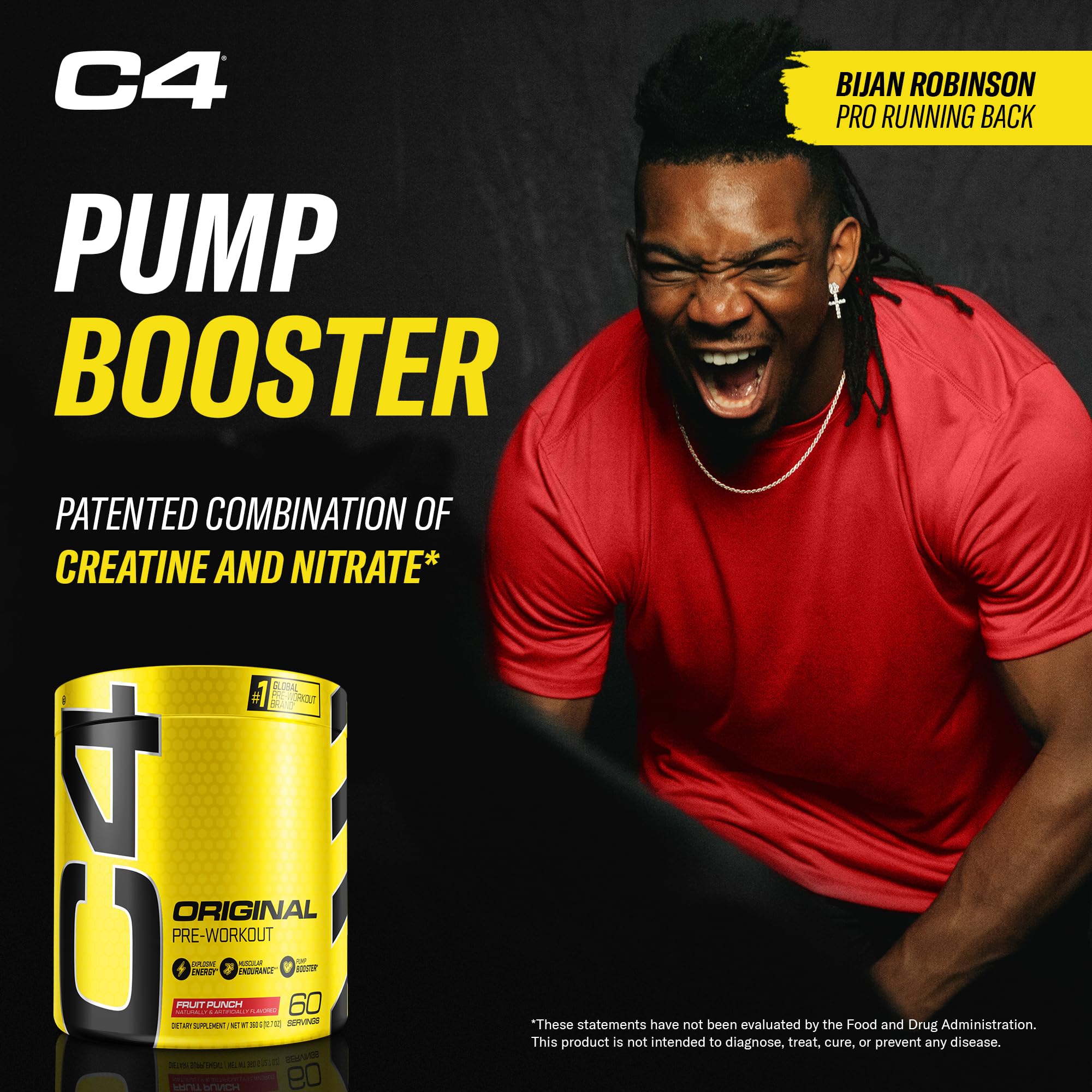 C4 Original Pre Workout Powder Fruit Punch - Vitamin C for Immune Support - Sugar Free Cellucor