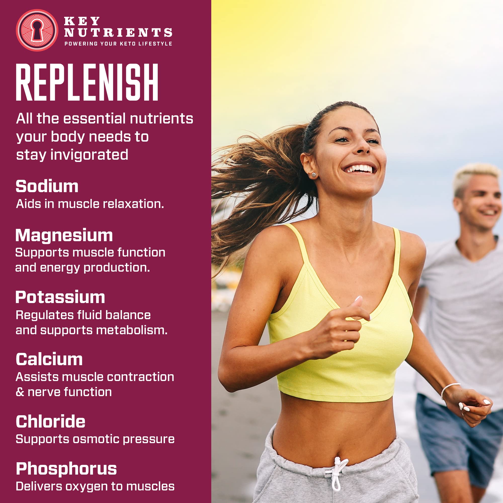 KEY NUTRIENTS Multivitamin Electrolytes Powder Packets - Sweet Cherry-Pom 20 Pack KEY NUTRIENTS