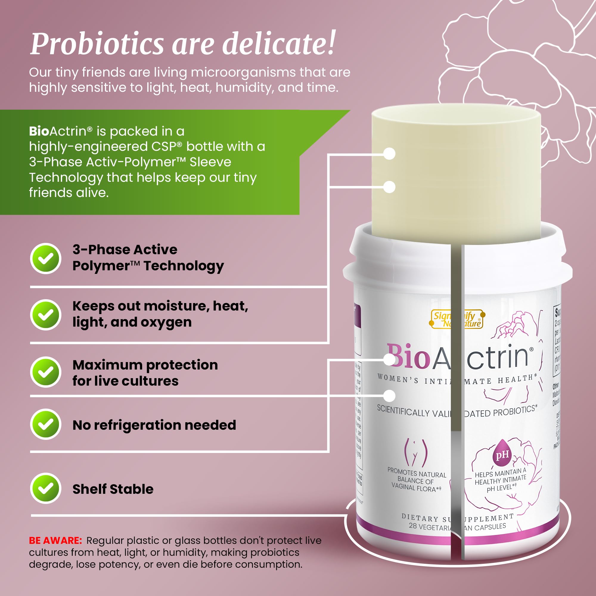 Bioactrin Vaginal Probiotics for Women - Formulated Bacterial Vaginosis Treatment, Yeast Infection SIGNIFY NATURE