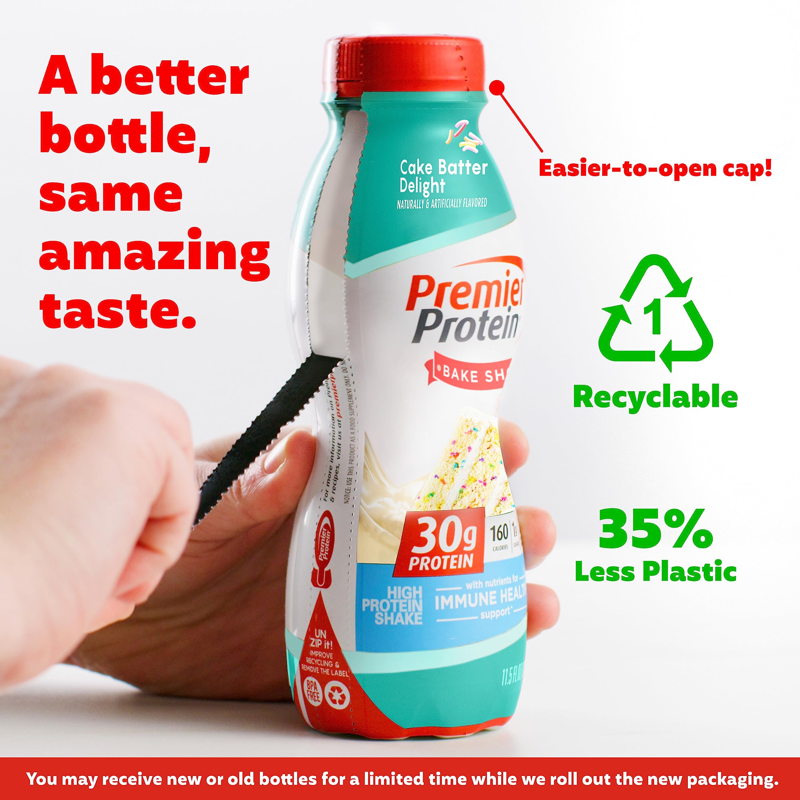 Premier Protein Shake, Cake Batter, 30g Protein, 1g Sugar, 24 Vitamins & Minerals Premier Protein