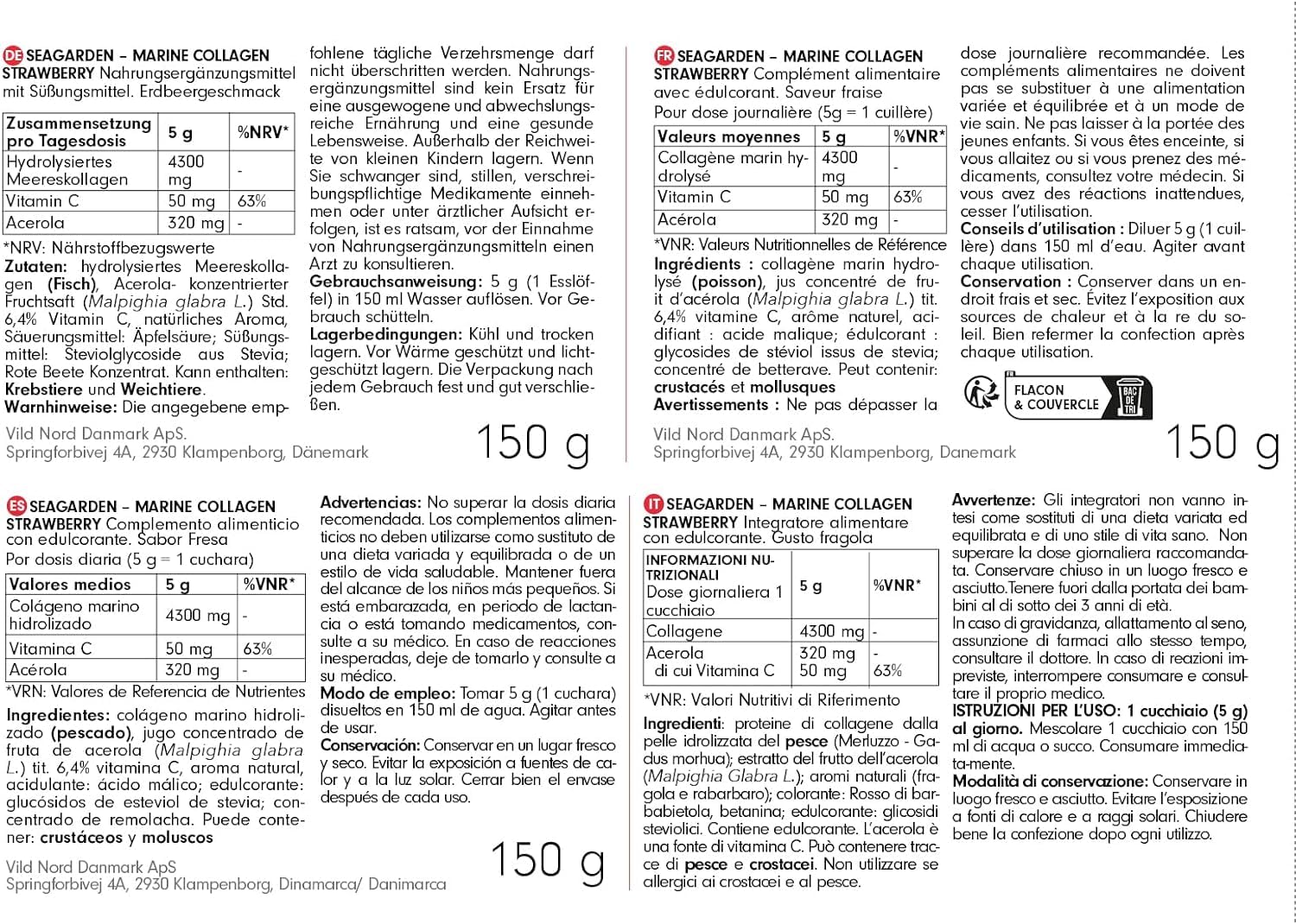 Seagarden Marine Collagen Powder + Vitamin C | Collagen Peptides Powder (Type I & III) SEAGARDEN
