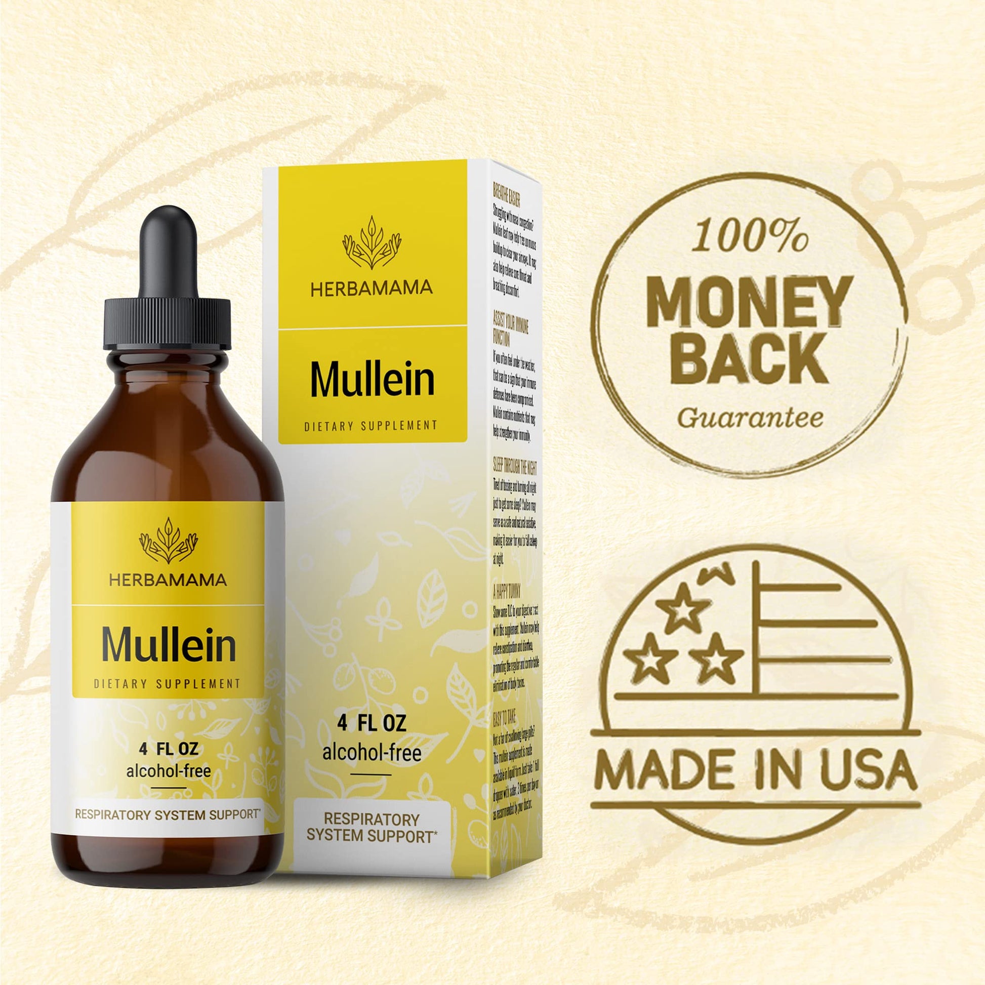 Mullein Leaf Tincture - Lung Cleanse - Vegan Mullein Drops - Lung Detox HERBAMAMA