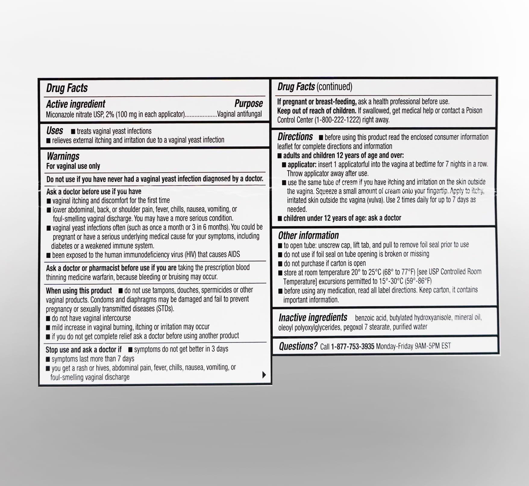 h2 pharma Miconazole 7 - Miconazole Nitrate Vaginal Cream, USP 2%, 1.59 oz Tube h2 pharma