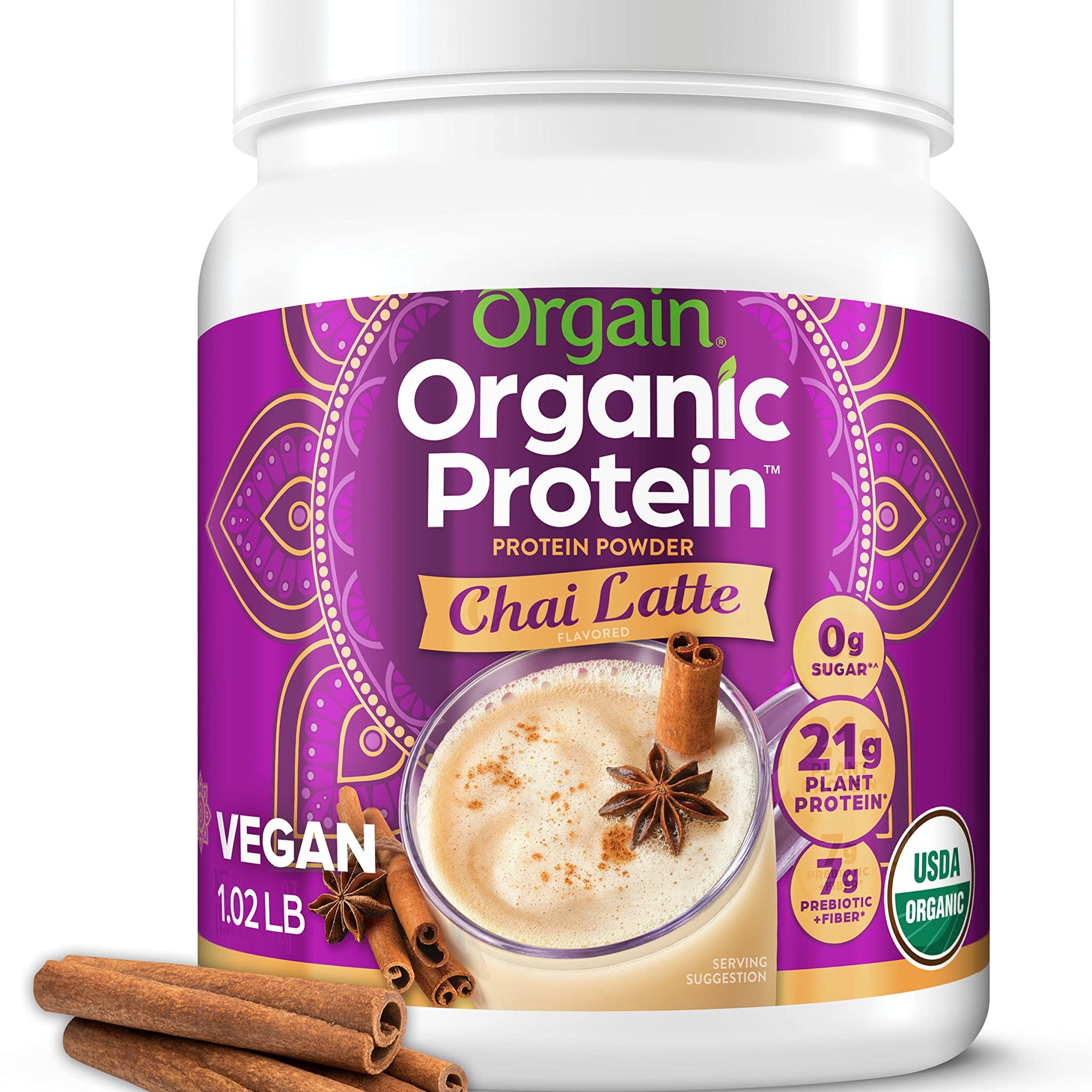 Orgain Organic Vegan Protein Powder, Chai Latte - 21g Plant Based Protein, Gluten Free