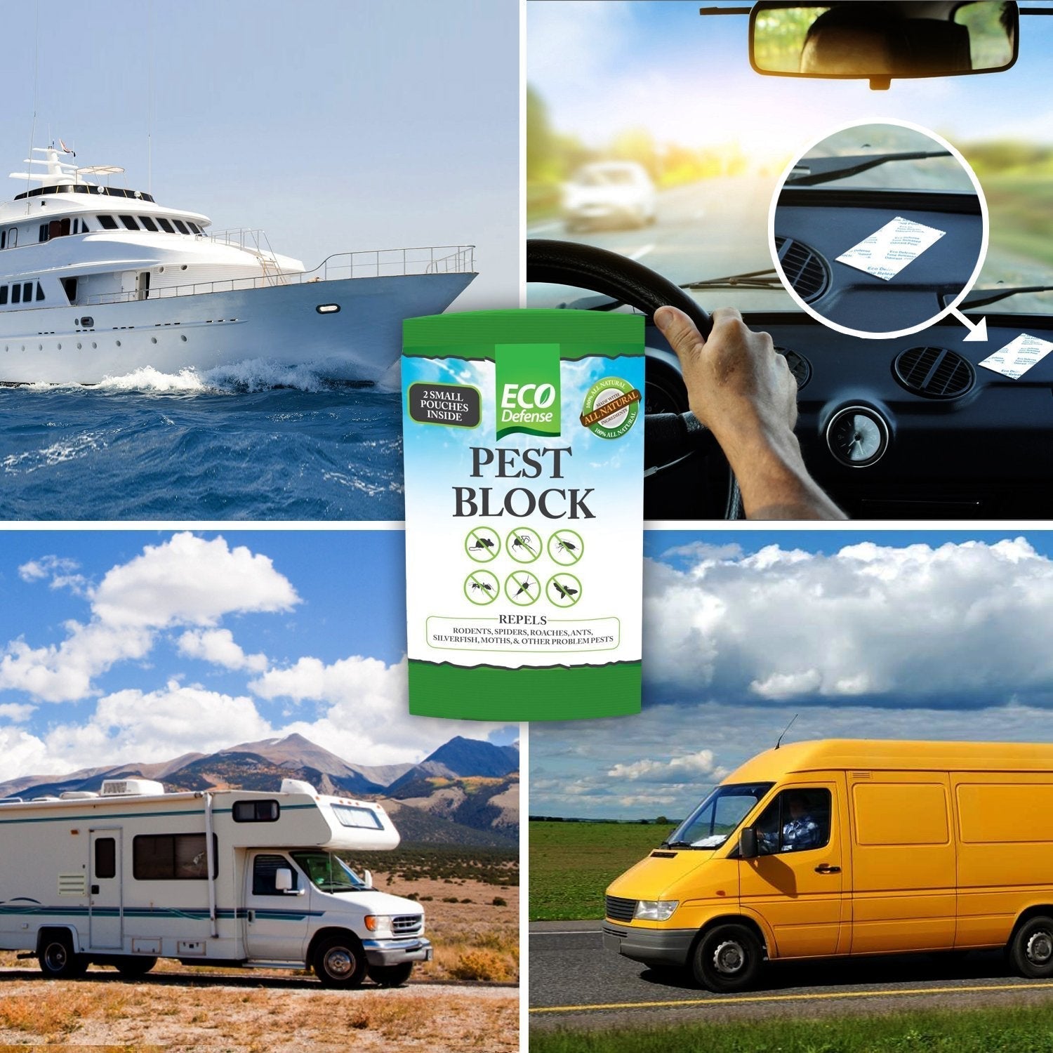 Eco Defense Pest Control Pouches - All Natural - Repels Rodents, Spiders Eco Defense