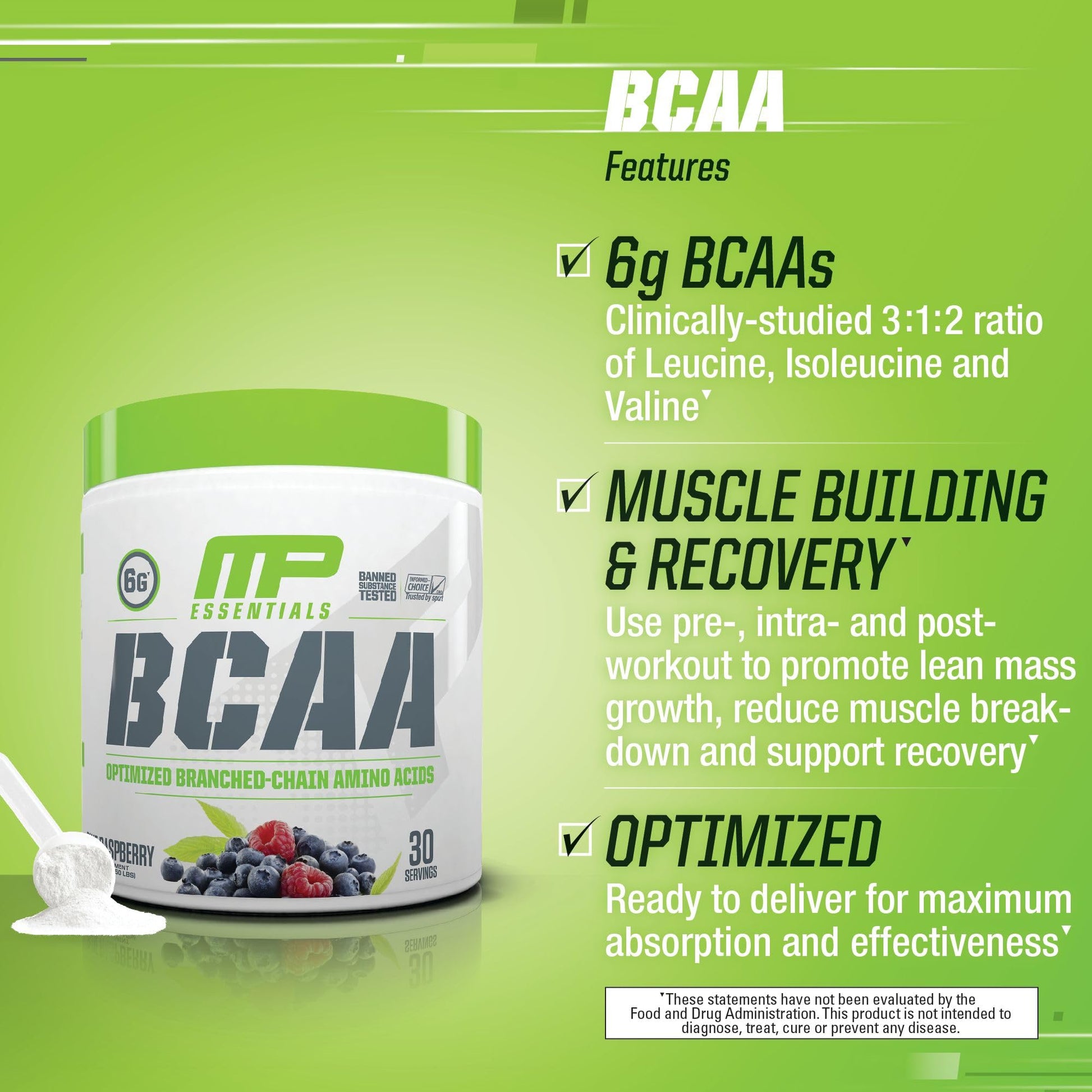 MusclePharm Essentials BCAA Powder, Pre & Post Workout Recovery Drink, Supports Muscle Pharm