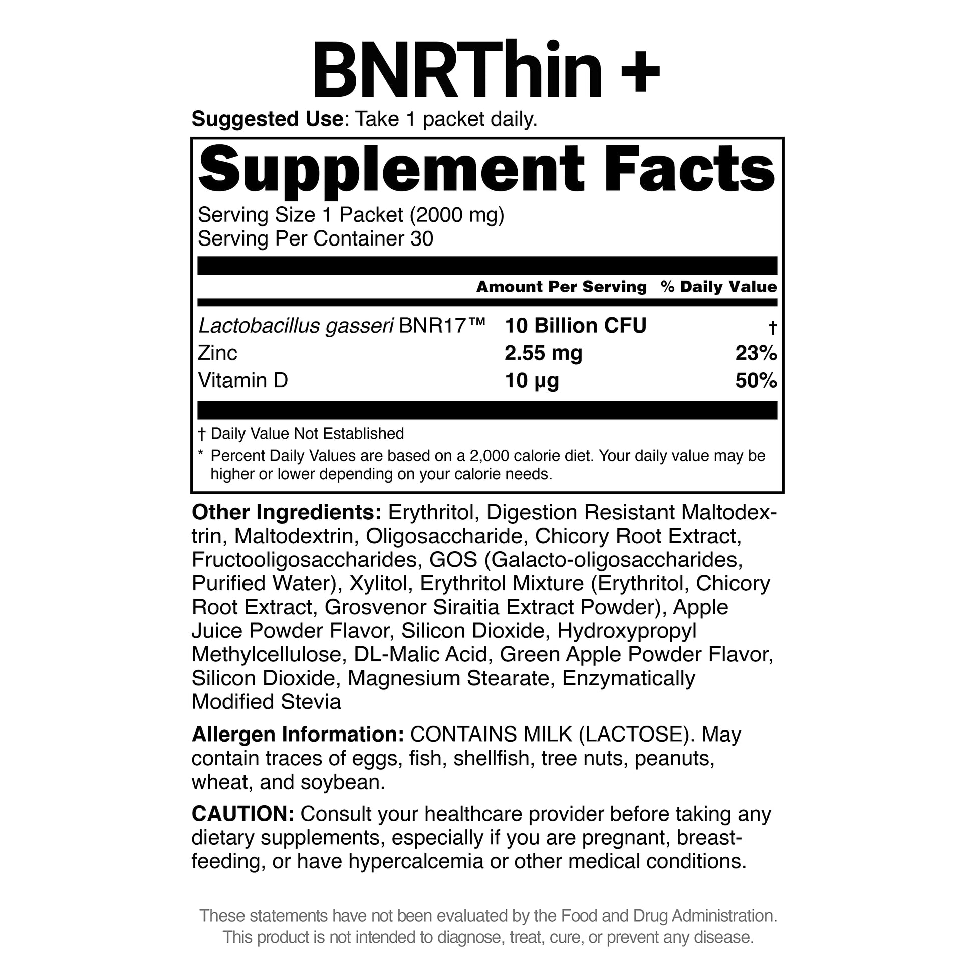 BNRThin Plus, Weight Management Probiotic Powder, 10 Billion CFU Guaranteed, Lactobacil AceBiome