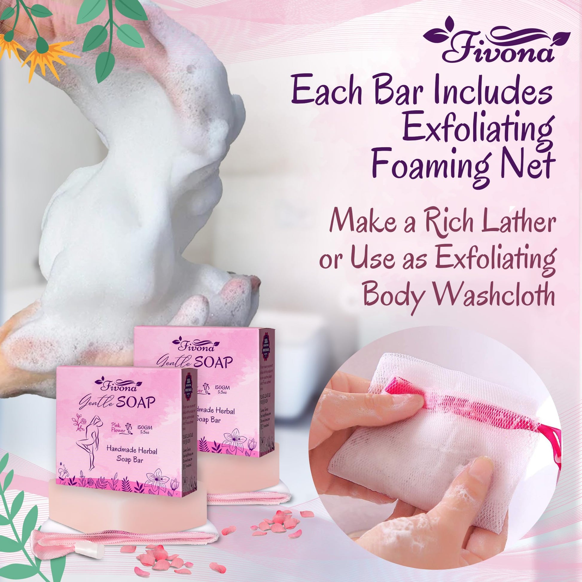 FIVONA 3 in 1 Set of Yoni Oil with 2 Yoni Soap Bars - Feminine pH Balanced Natural Vaginal Oil 30 ml FIVONA