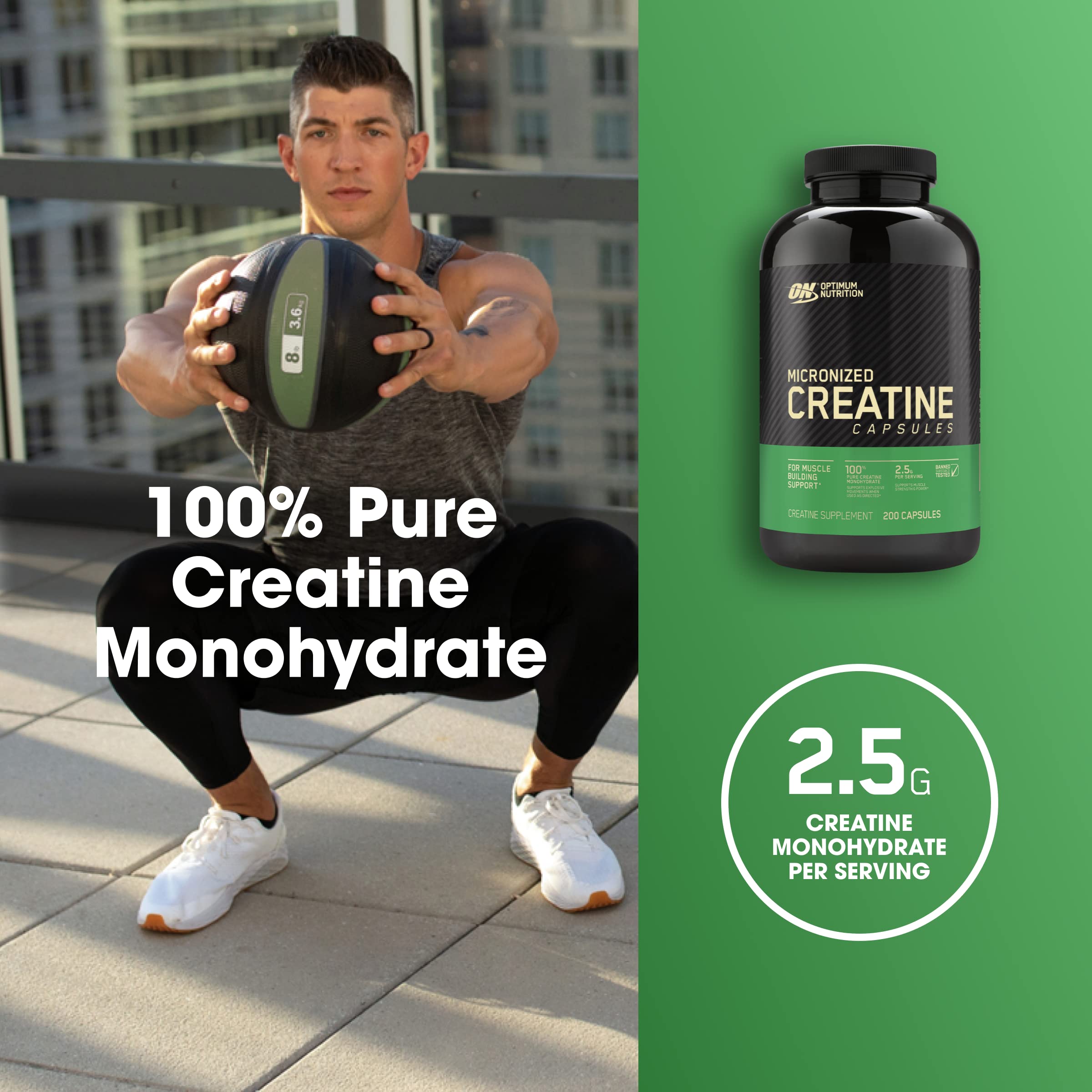 Optimum Nutrition Micronized Creatine Monohydrate Capsules, Keto Friendl Optimum Nutrition