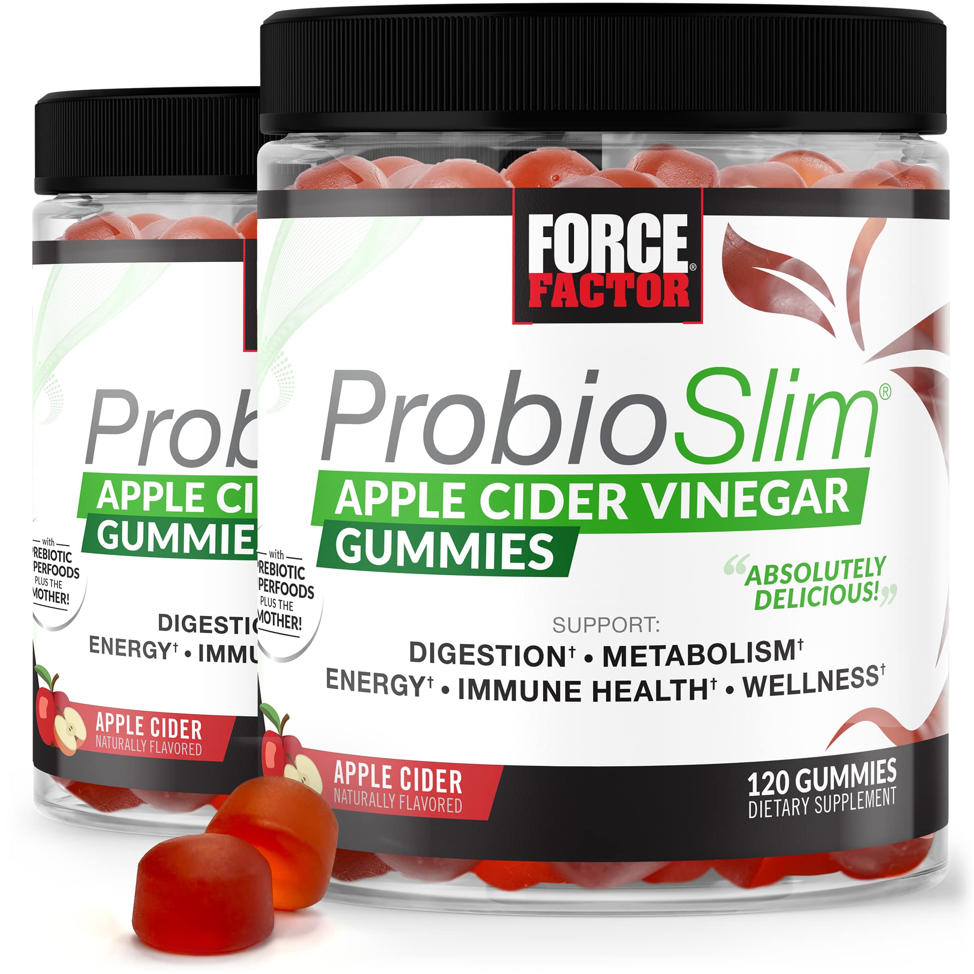 FORCE FACTOR ProbioSlim Apple Cider Vinegar Gummies Organic LactoSpore Prebiotics
