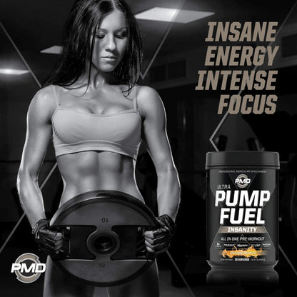 PMD Sports Ultra Pump Fuel Insanity - Pre Workout - Tropical Orange Mango (30 Servings) Sports CG5 Premium Creatine and L-Glutamine Powder (60 Servings)