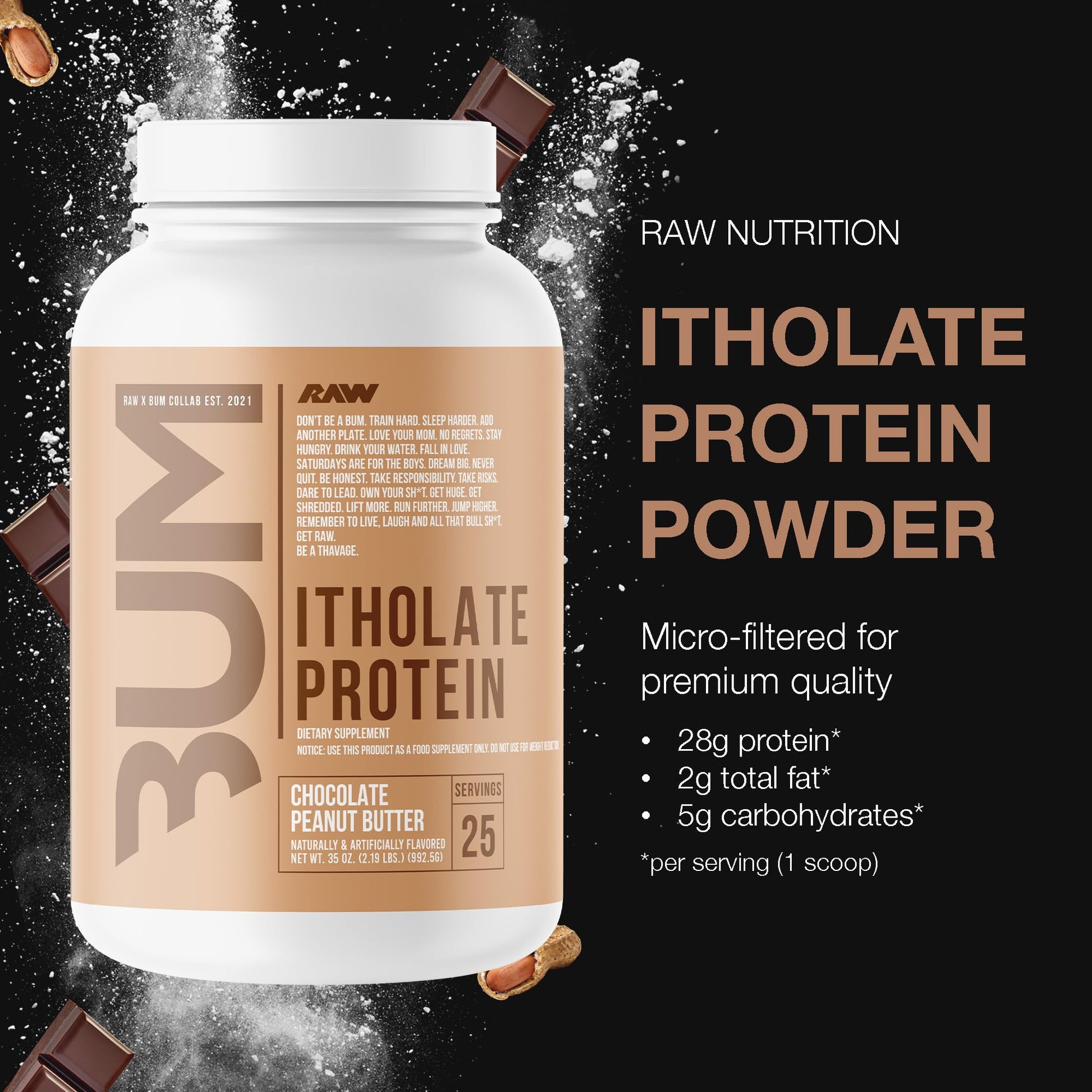 RAW Whey Isolate Protein Powder, Chocolate Peanut Butter (CBUM Itholate) - 100% Grass RAW