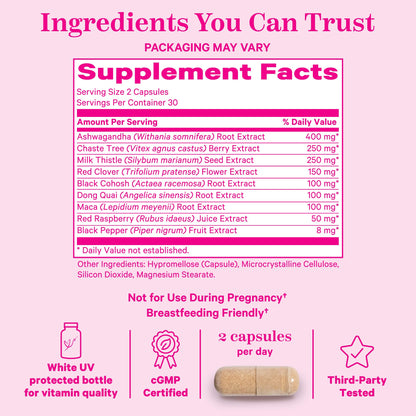 Pink Stork Menopause Supplements for Women - 9 Clinically-Studied Herbs for Perimenopause