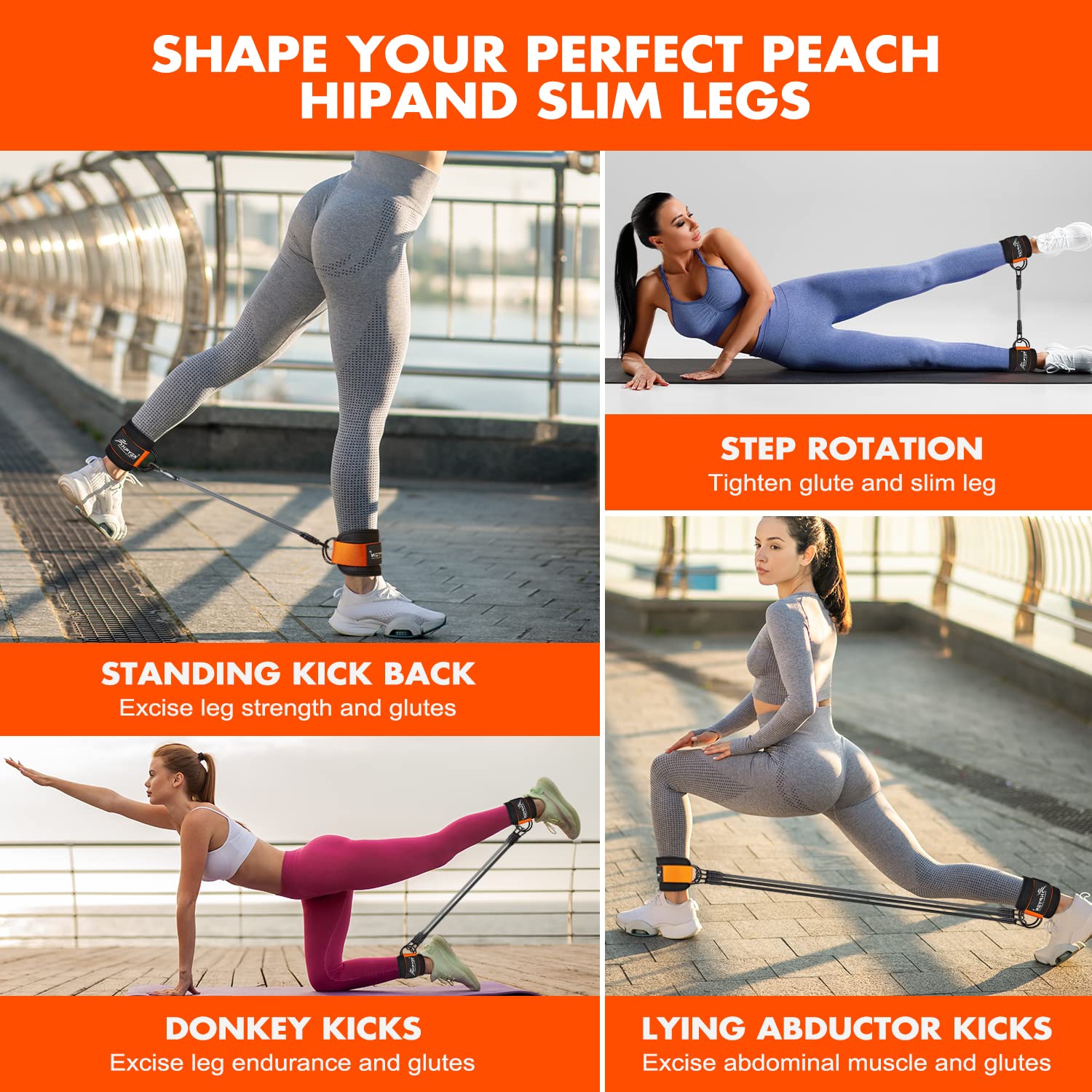 Ankle Resistance Bands with Cuffs for Leg and Glute Training - Exercise Equipment HPYGN