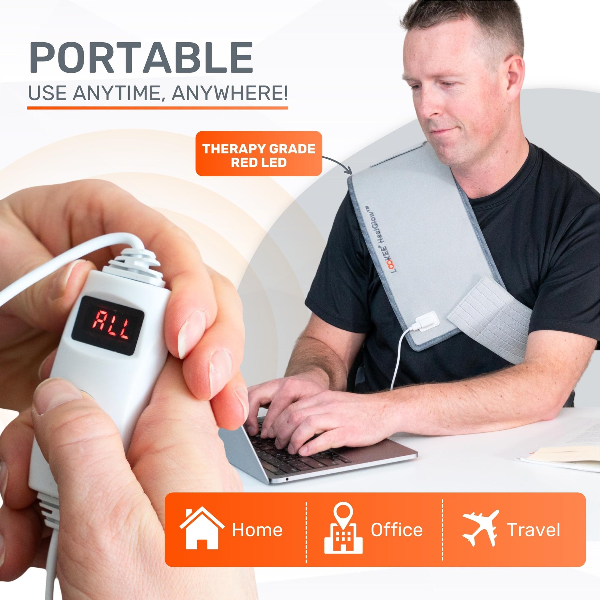 LOOKEE HealGlow Pro Medical Infrared & Red-Light Therapy Belt - LED Technology - 60W Powerful LOOKEE