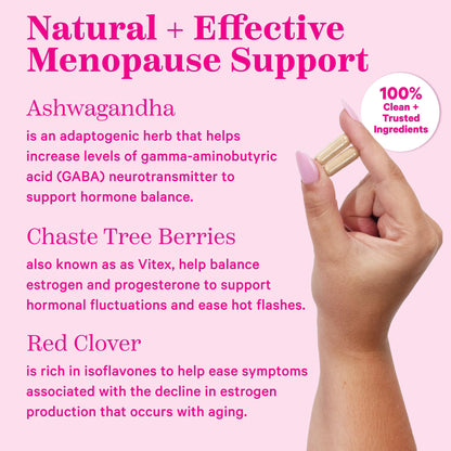 Pink Stork Menopause Supplements for Women - 9 Clinically-Studied Herbs for Perimenopause