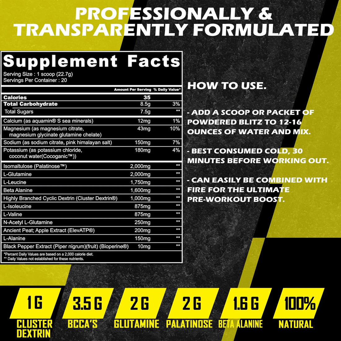 ARMA Blitz Non Stimulant Pre/Intra Powder – Natural Berry Pre-Workout Drink Mix