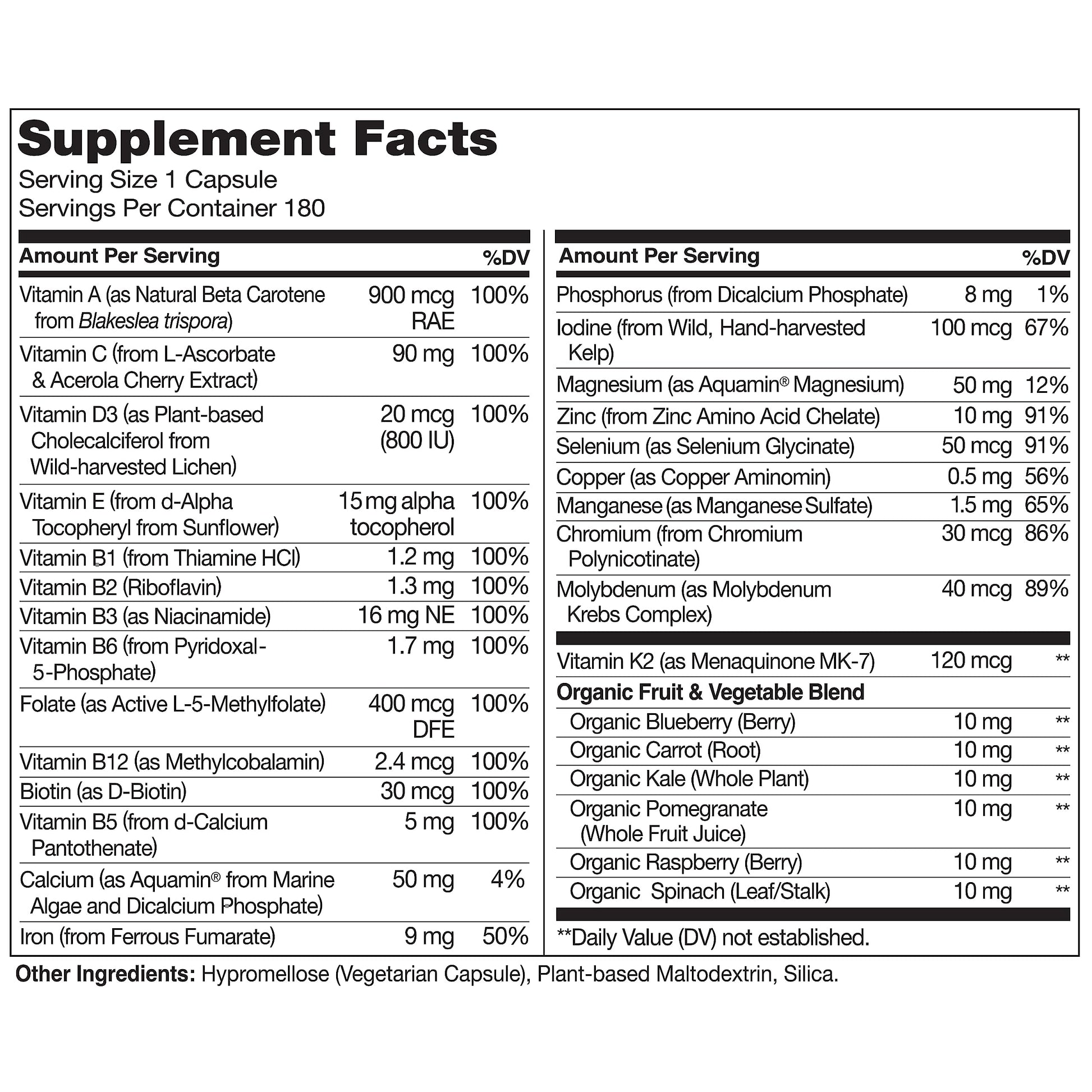 NATURELO One Daily Multivitamin for Women - Energy Support - Whole Food Supplement NATURELO