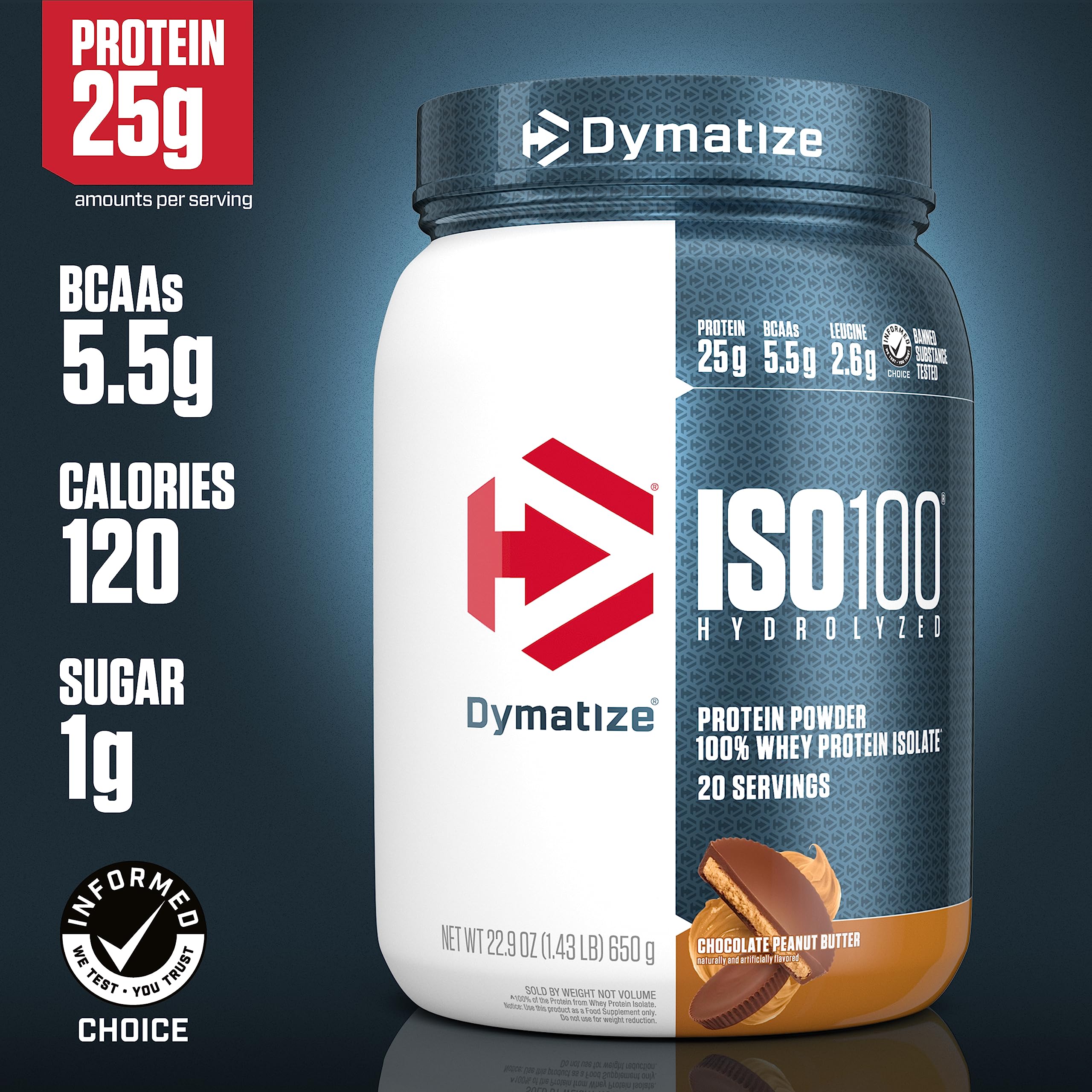 Dymatize ISO100 Whey Protein Powder with 25g of Hydrolyzed 100% Whey Isolate Dymatize