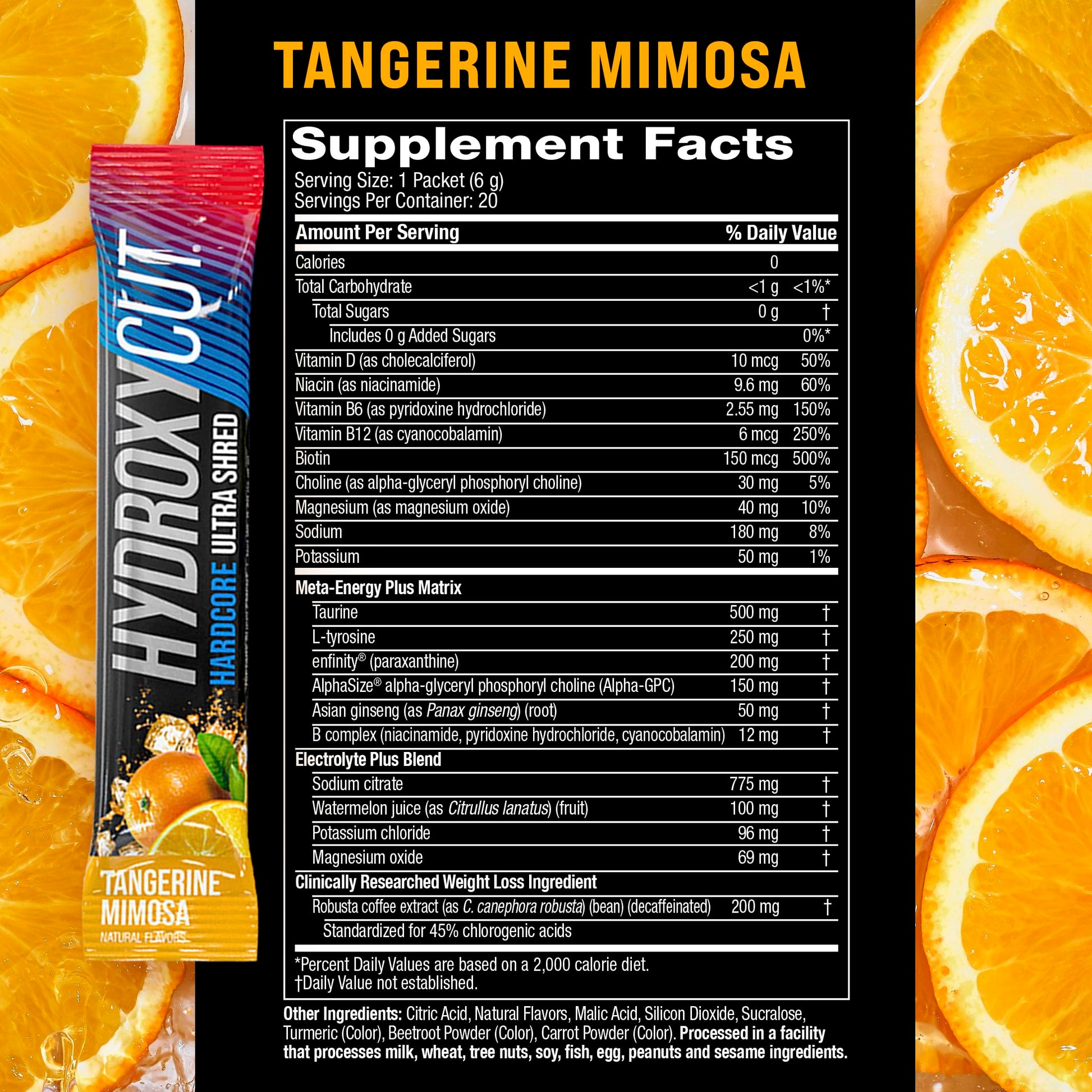 Hydroxycut Hardcore Ultra Shred Drink Sticks,Meta-Energy Drink Powder Metabolic Energy Hydroxycut