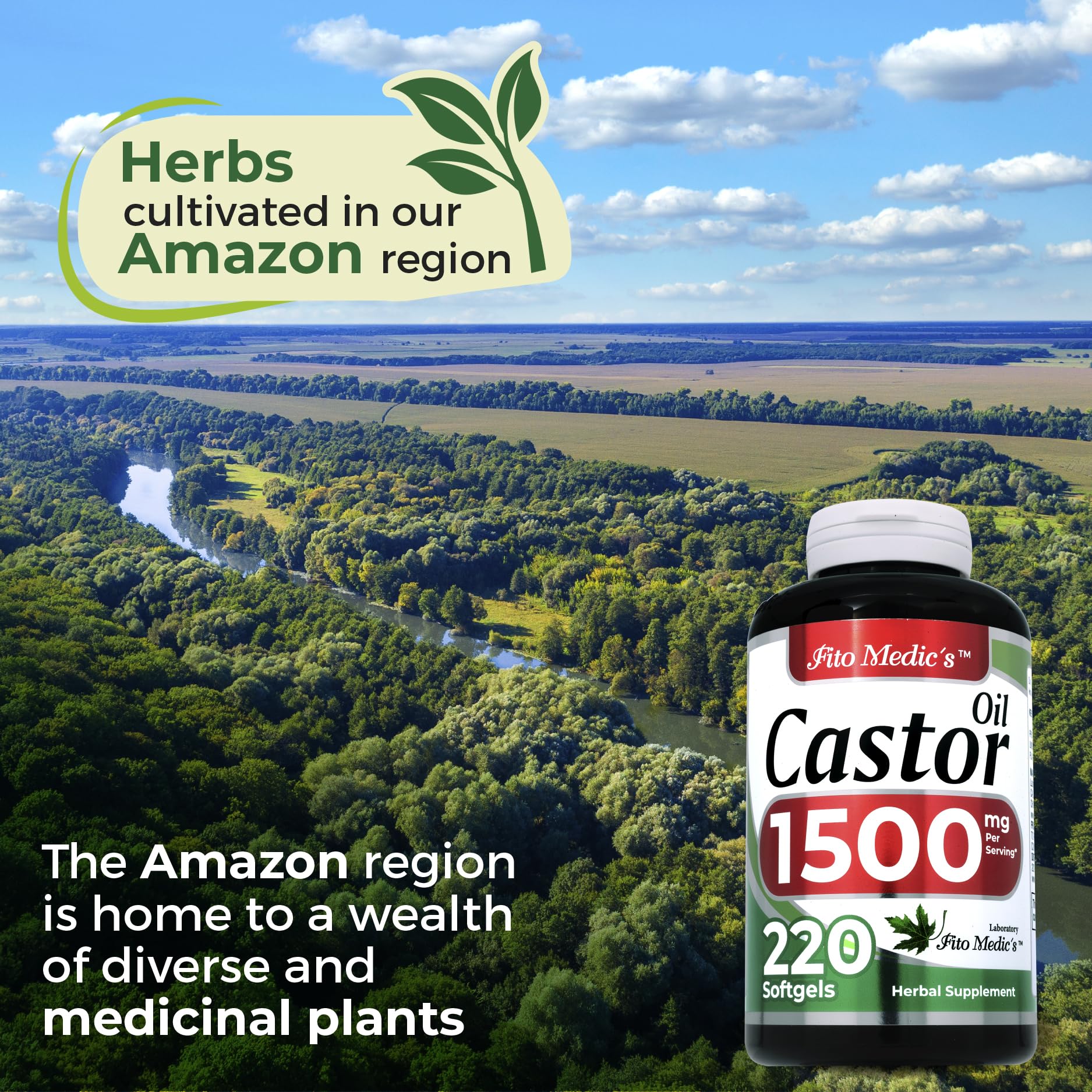 Lab | castor oil pills |220 softgels |1500 mg| castor oil capsules | castor oil capsules organic FITO MEDIC'S