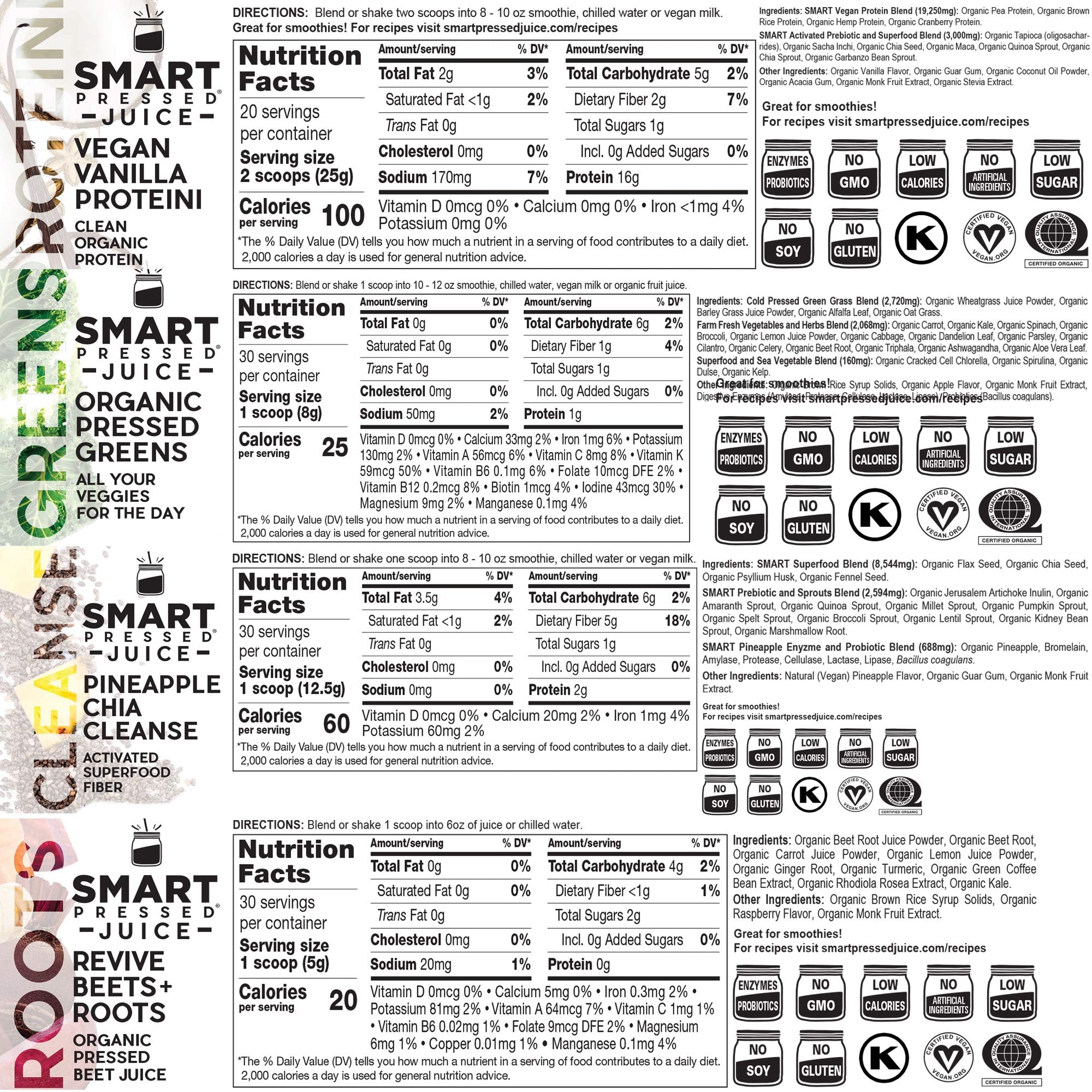 SMART Pressed Juice 3-Day Organic Juice Cleanse | Healthy Detox Program | Vegan Vanilla Protein SMART Pressed