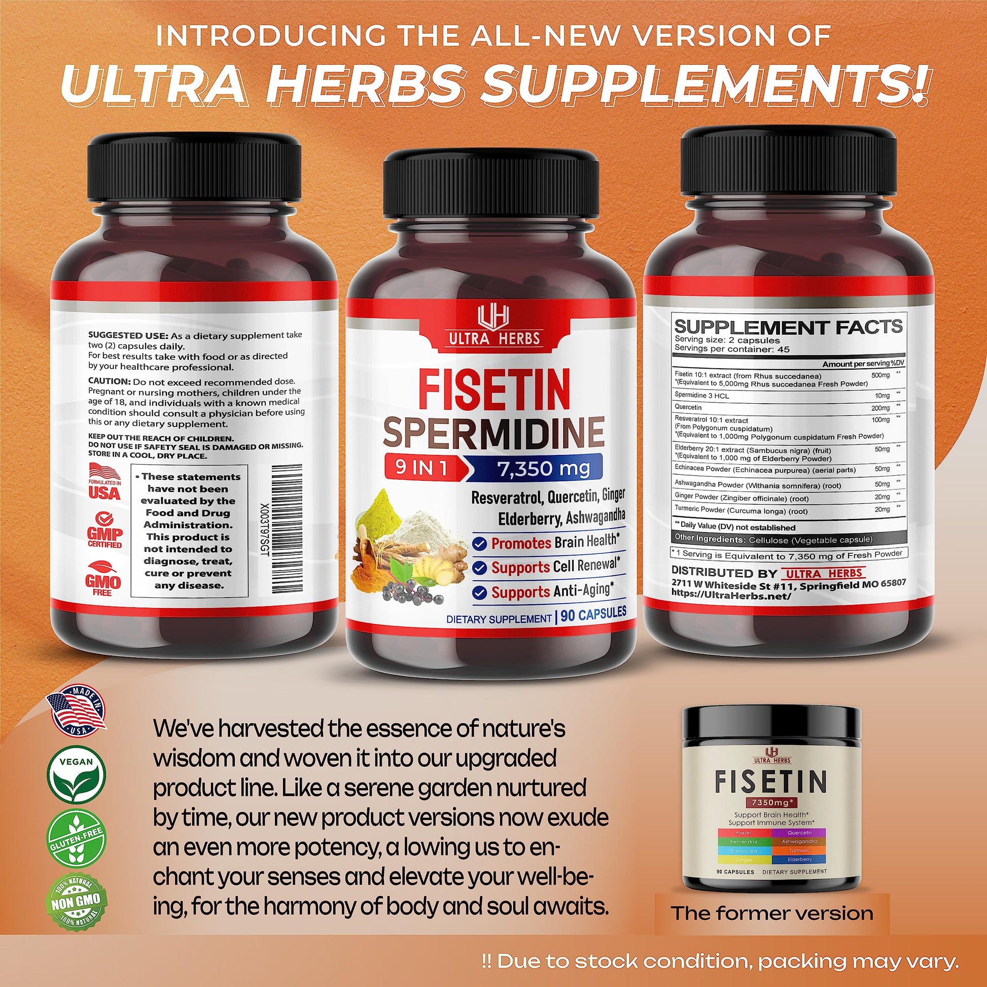 Ultra Fisetin Supplements Complex 7350mg Resveratrol 1000mg Quercetin 200mg ULTRA HERBS