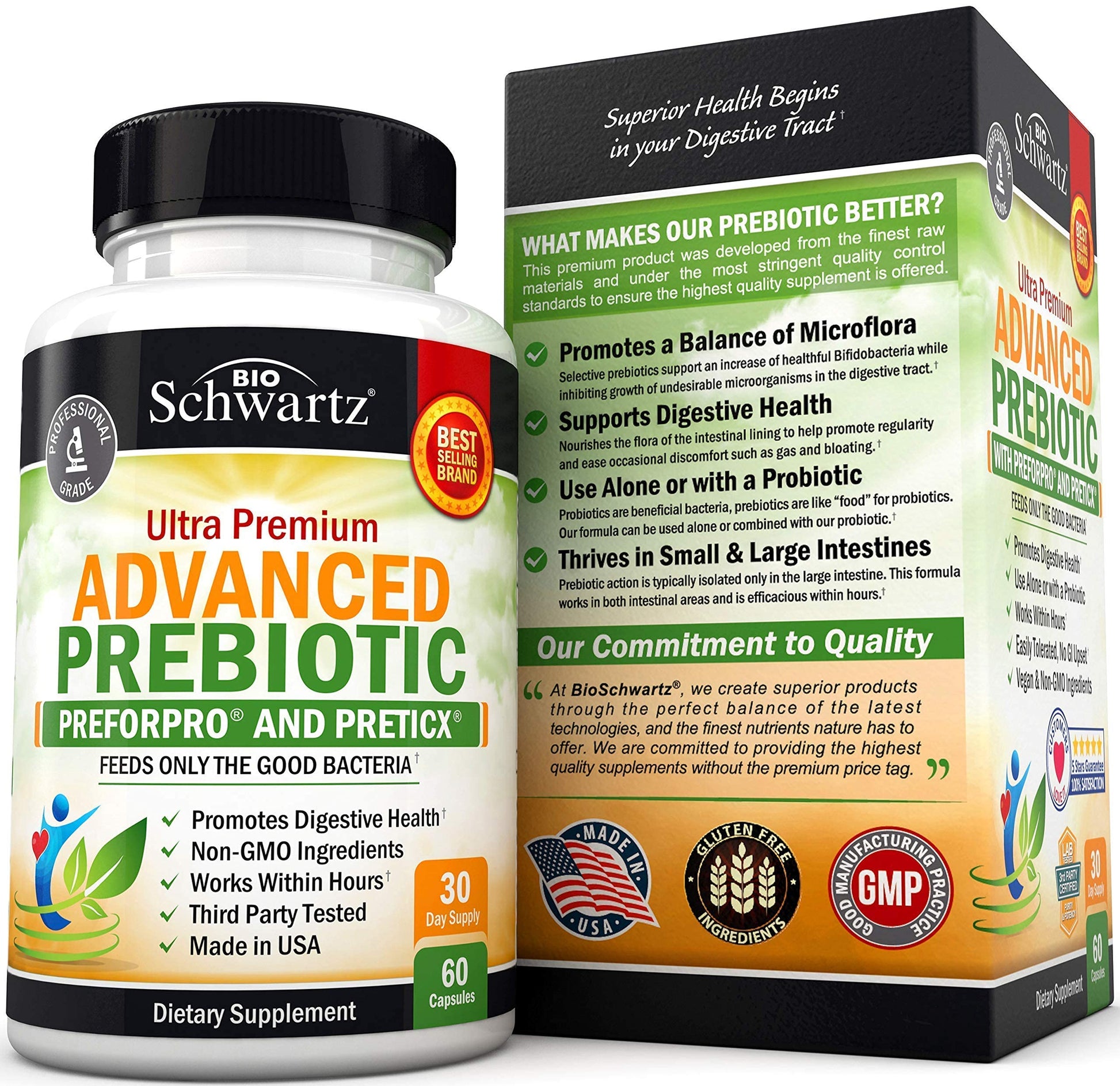 Prebiotics for Advanced Gut Health - Immune System Support & Dietary Fiber BioSchwartz