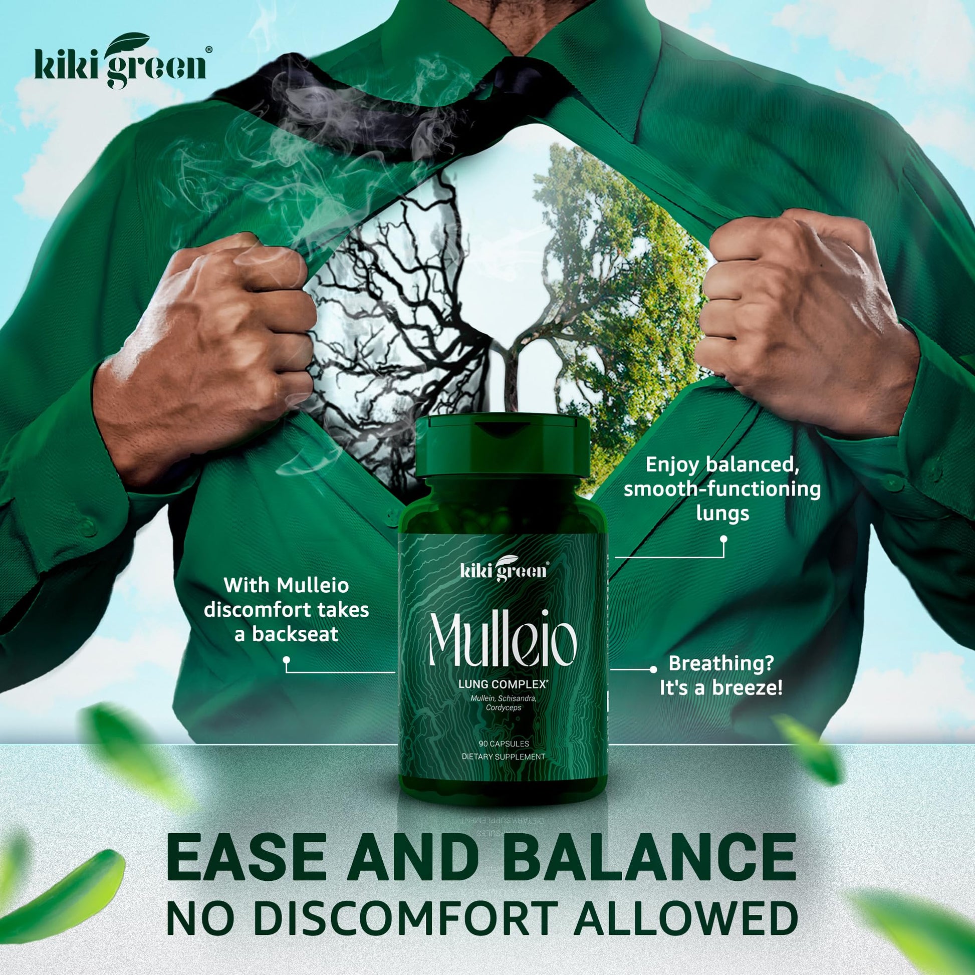 KIKI Green MULLEIO Lung Health Capsules: Herbal Supplement for Lung Cleanse, Better KIKI Green