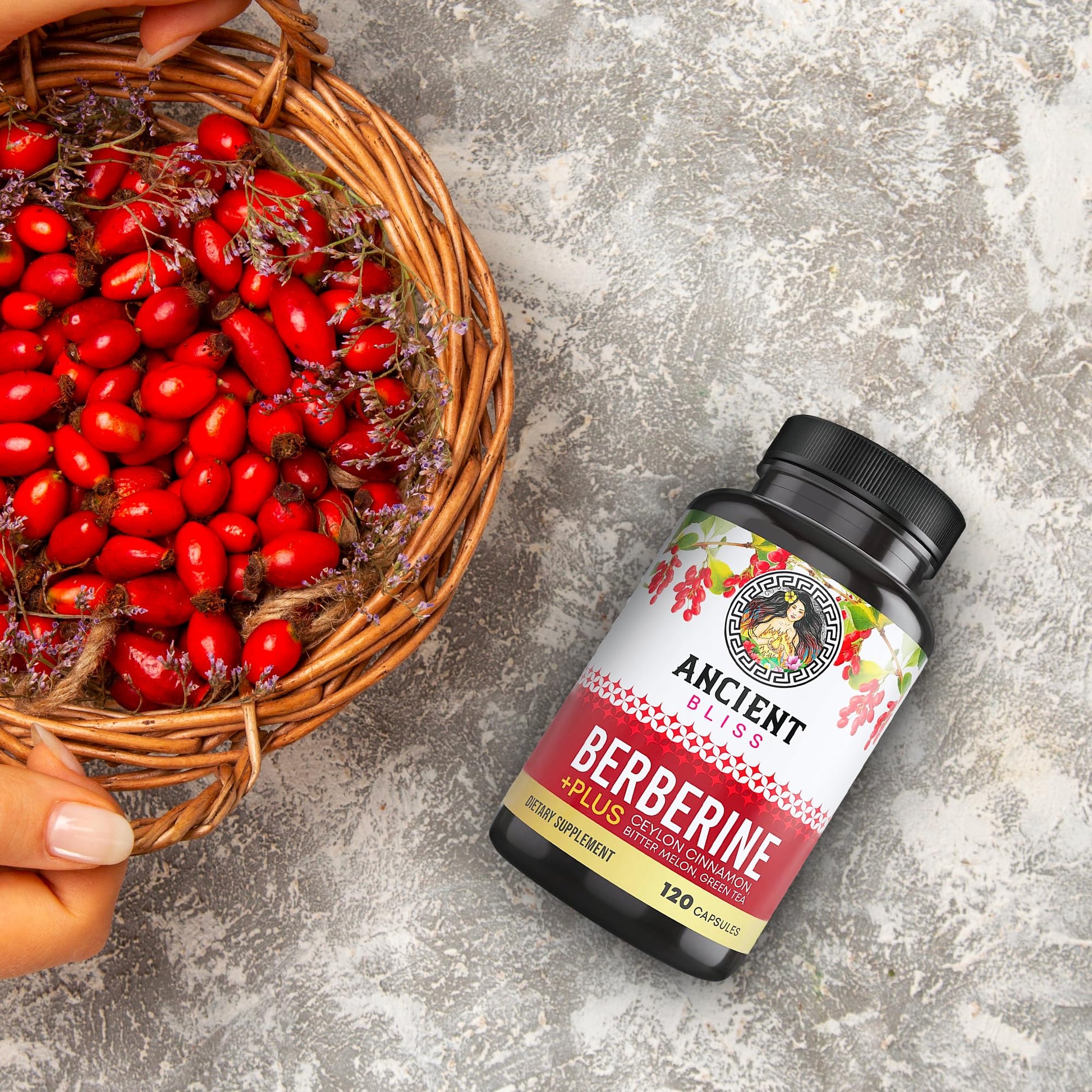 Ancient Bliss Berberine HCL 1200mg with Ceylon Cinnamon, Bitter Melon, and Green Tea Ancient Bliss