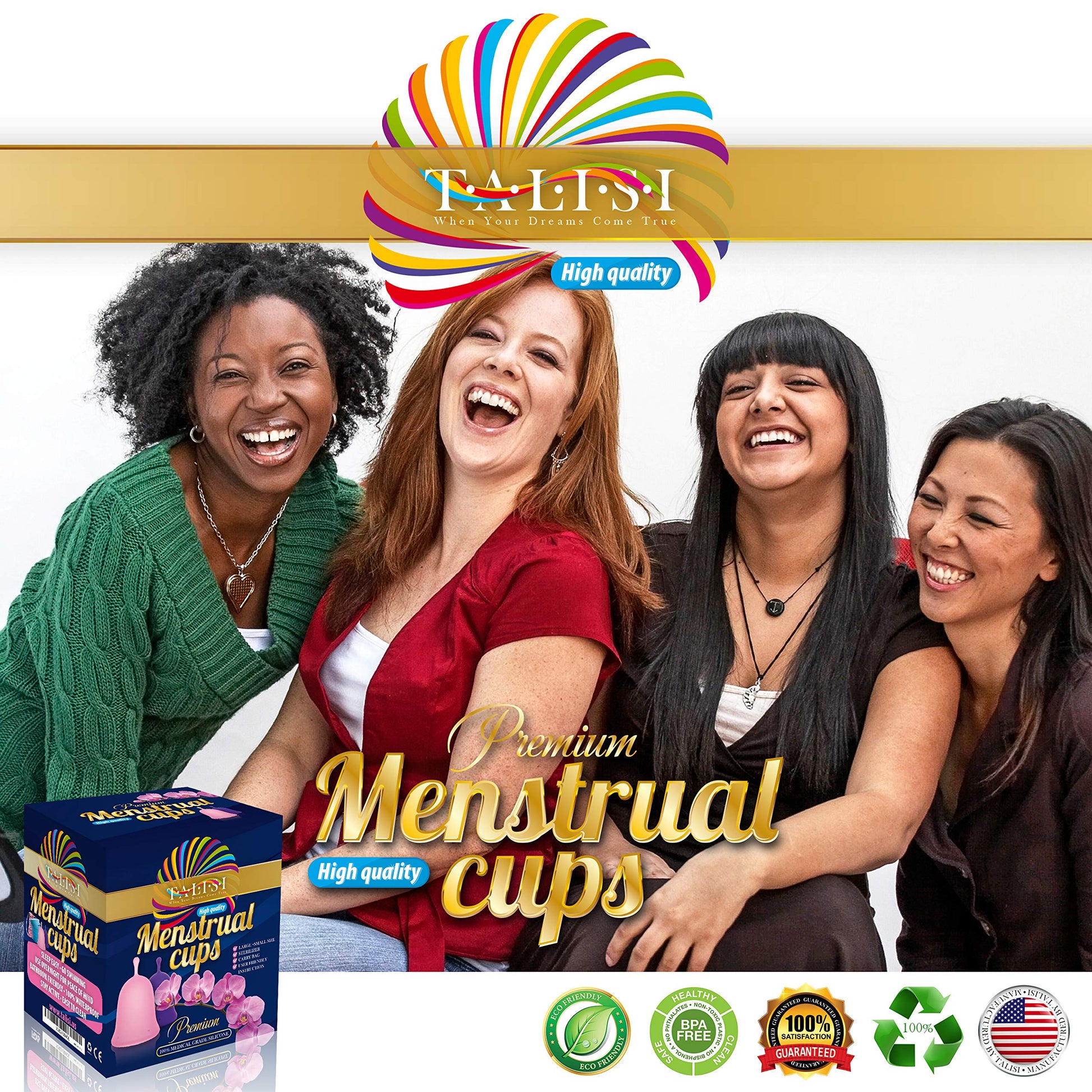 Talisi Menstrual Cups Set of 2 with Collapsible Silicone Sterilizer - Soft & Flexible Sensitive Feminine TALISI WHEN YOUR DREAMS COME TRUE