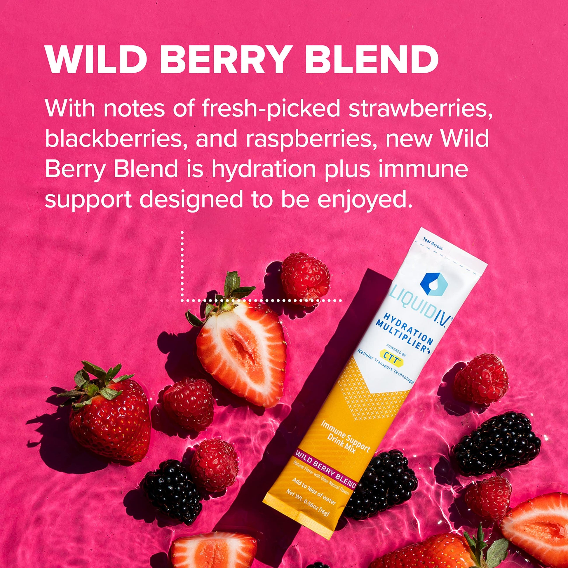 Liquid I.V. Hydration Multiplier + Immune Support -Wild Berry Blend - Hydration Powder Liquid I.V.