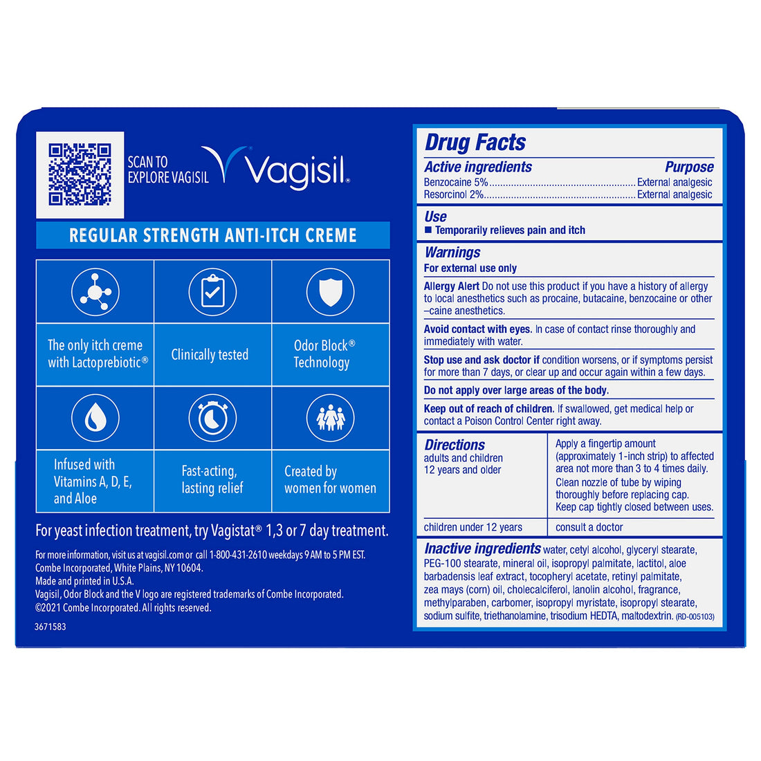 Vagisil Regular Strength Anti-Itch Feminine Cream for Women, Gynecologist Tested