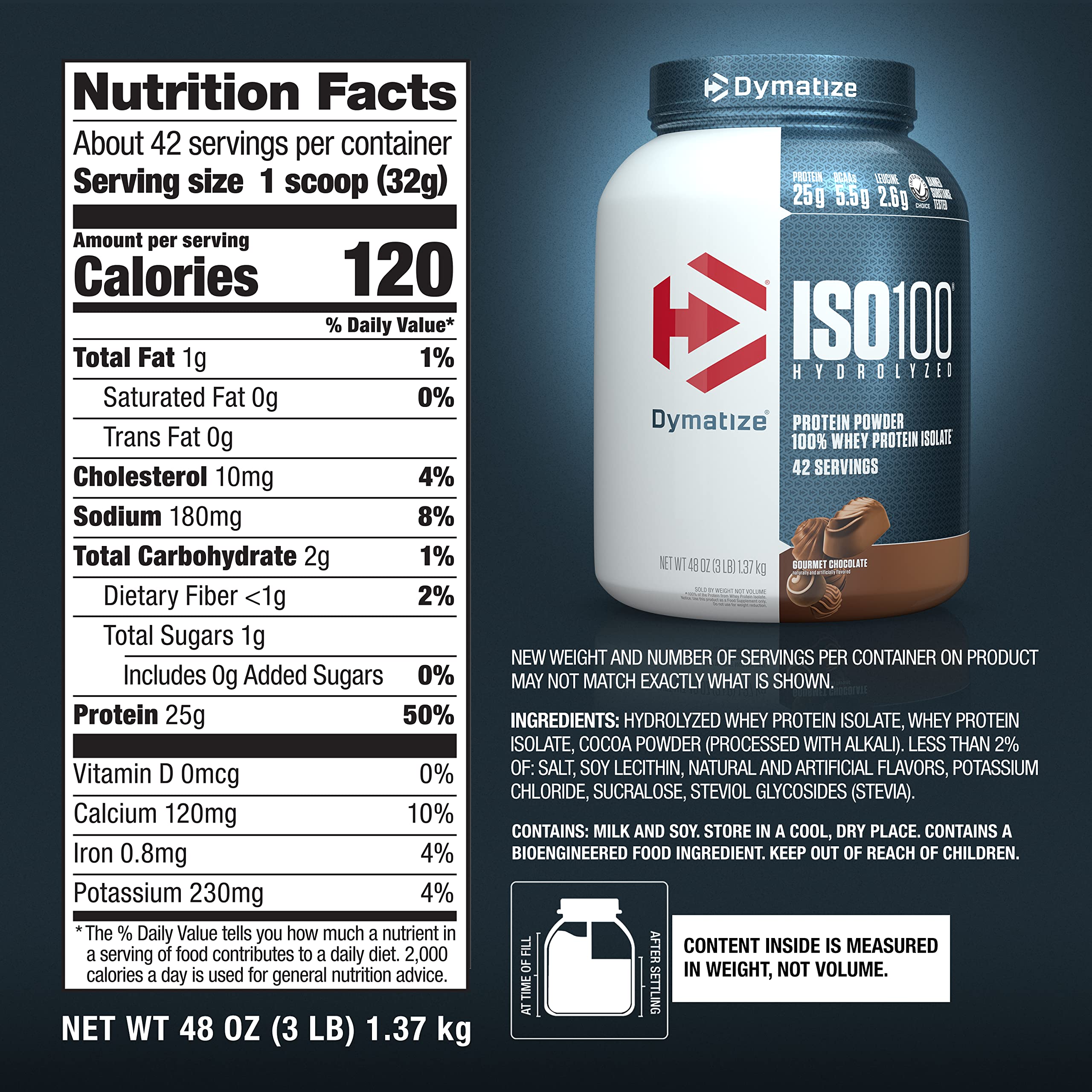 Dymatize ISO100 Hydrolyzed Protein Powder, 100% Whey Isolate Protein, 25g of Protein Dymatize