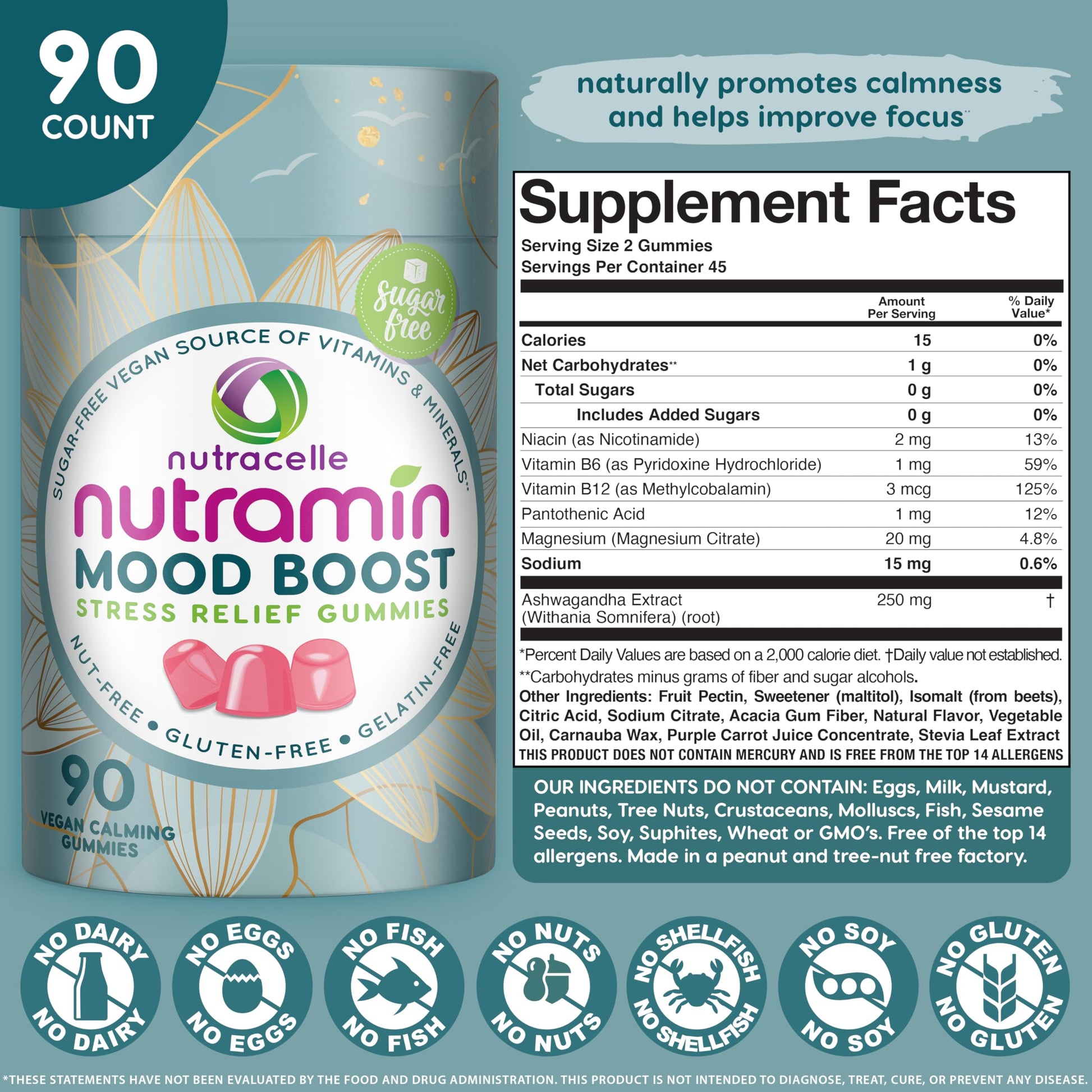 Nutracelle NUTRAMIN Mood Boost Multivitamin Gummy - Delicious & Yummy Anti-Stress Nutracelle