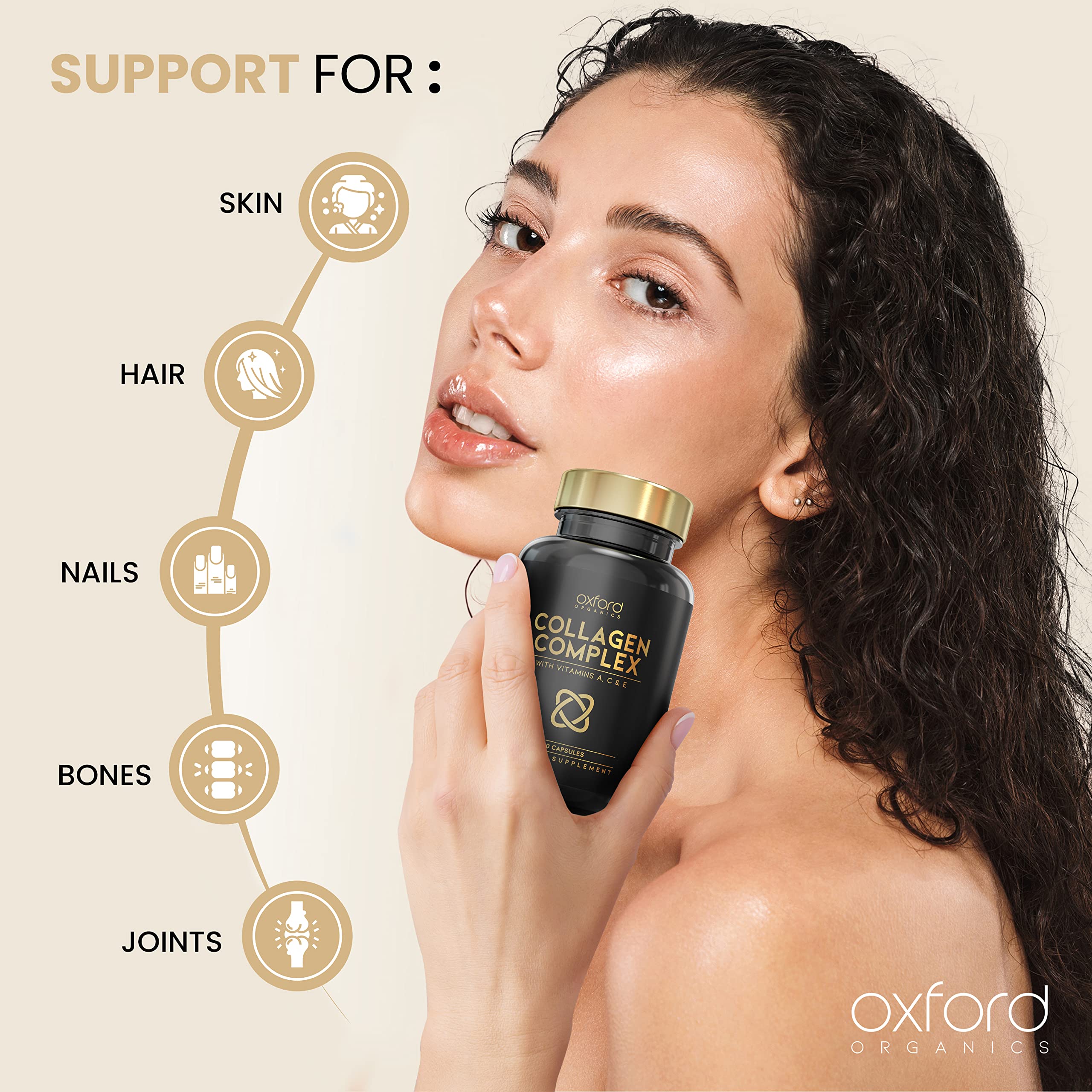 Advanced Collagen Complex | 1593mg Vitamin Boosted Complex for Glowing Hair, Skin & Nails Oxford Organics