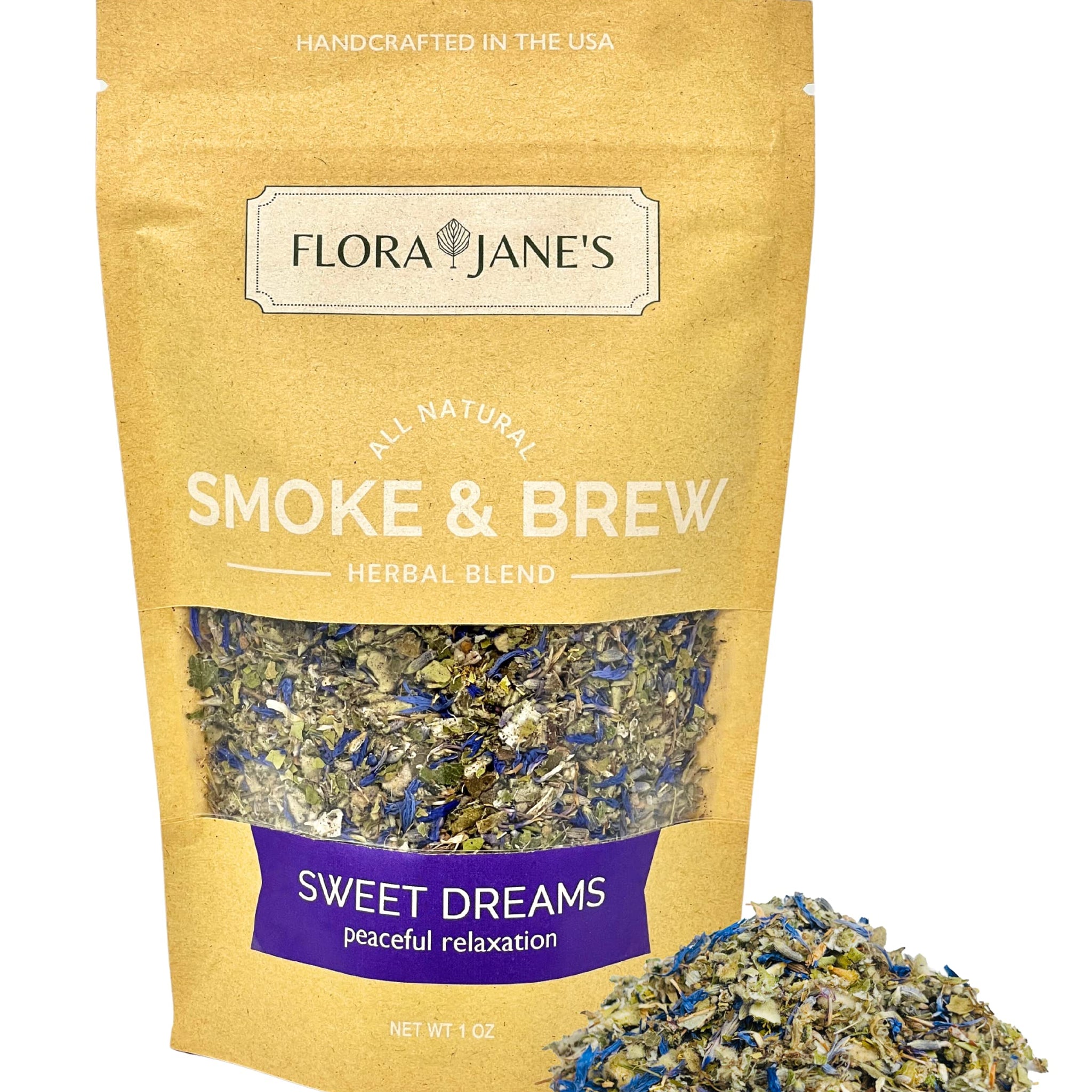 Smoke & Brew - Sweet Dreams Blend for Relaxation and Sleep - Caffiene Free Tea and Smoke Blend