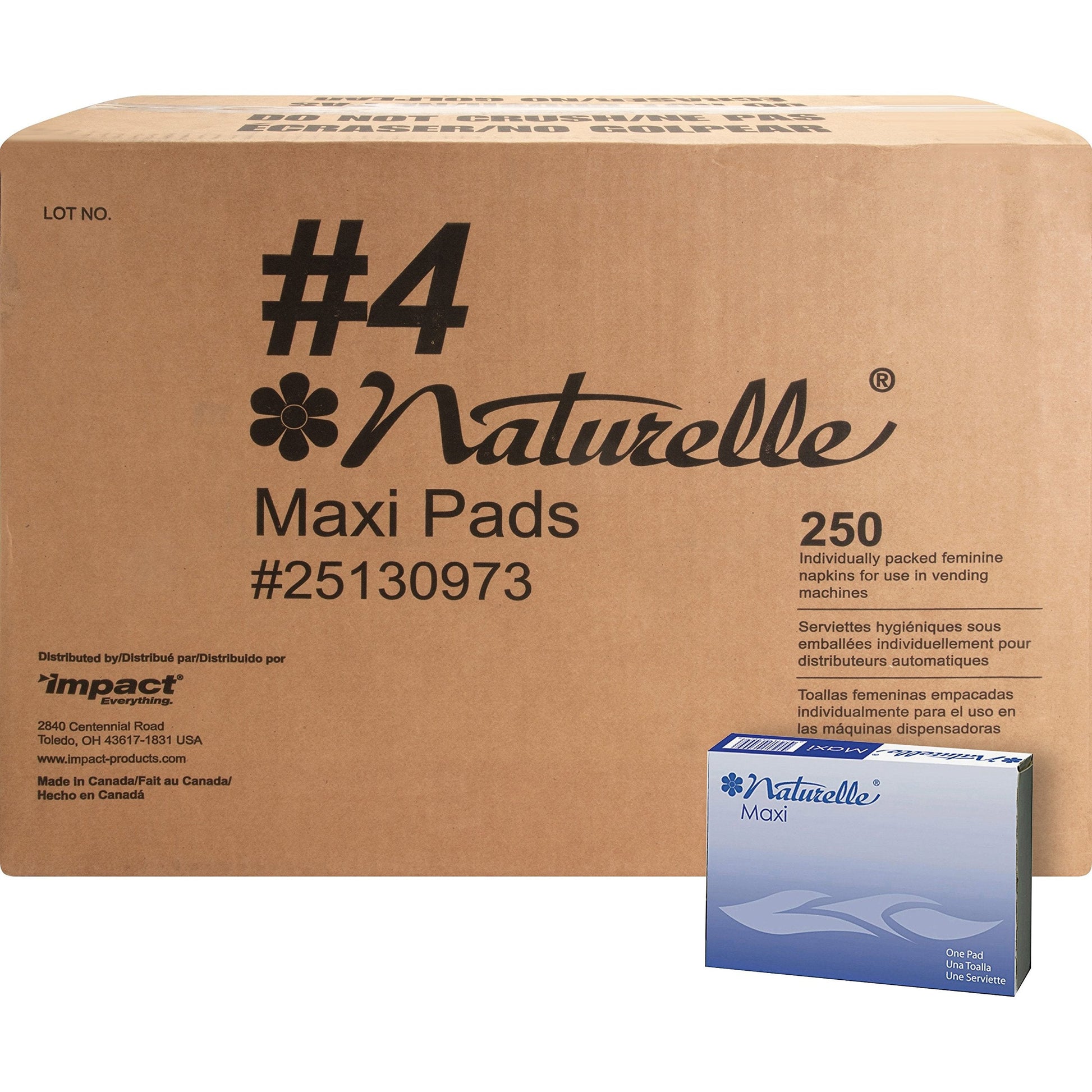 Impact Products 25130973 Maxi Pads, Naturelle, Regular, Vendor Refills, WE