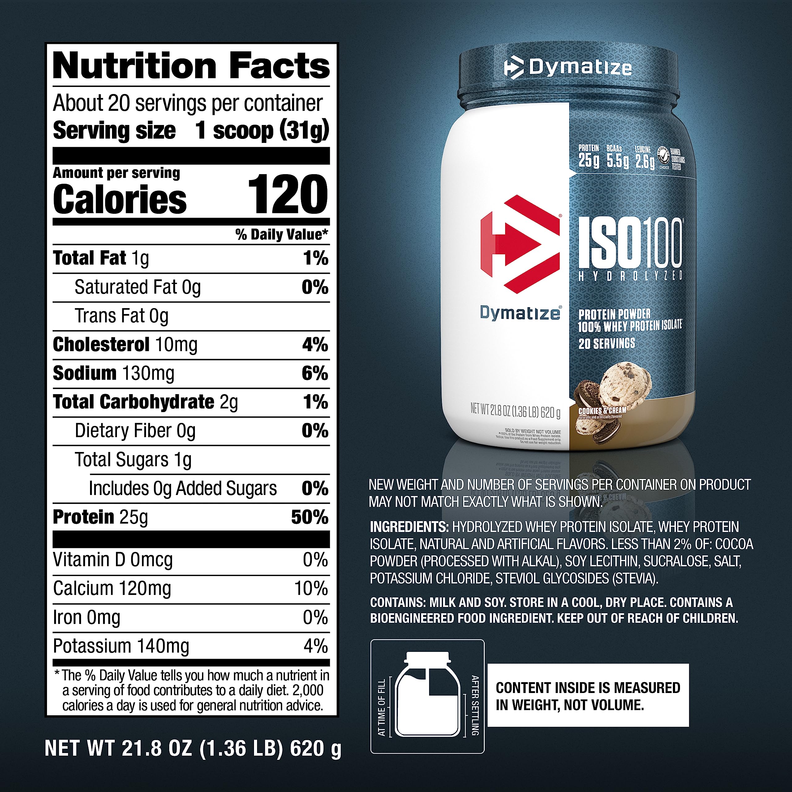 Dymatize ISO100 Hydrolyzed Protein Powder, 100% Whey Isolate Protein, 25g of Protein Dymatize