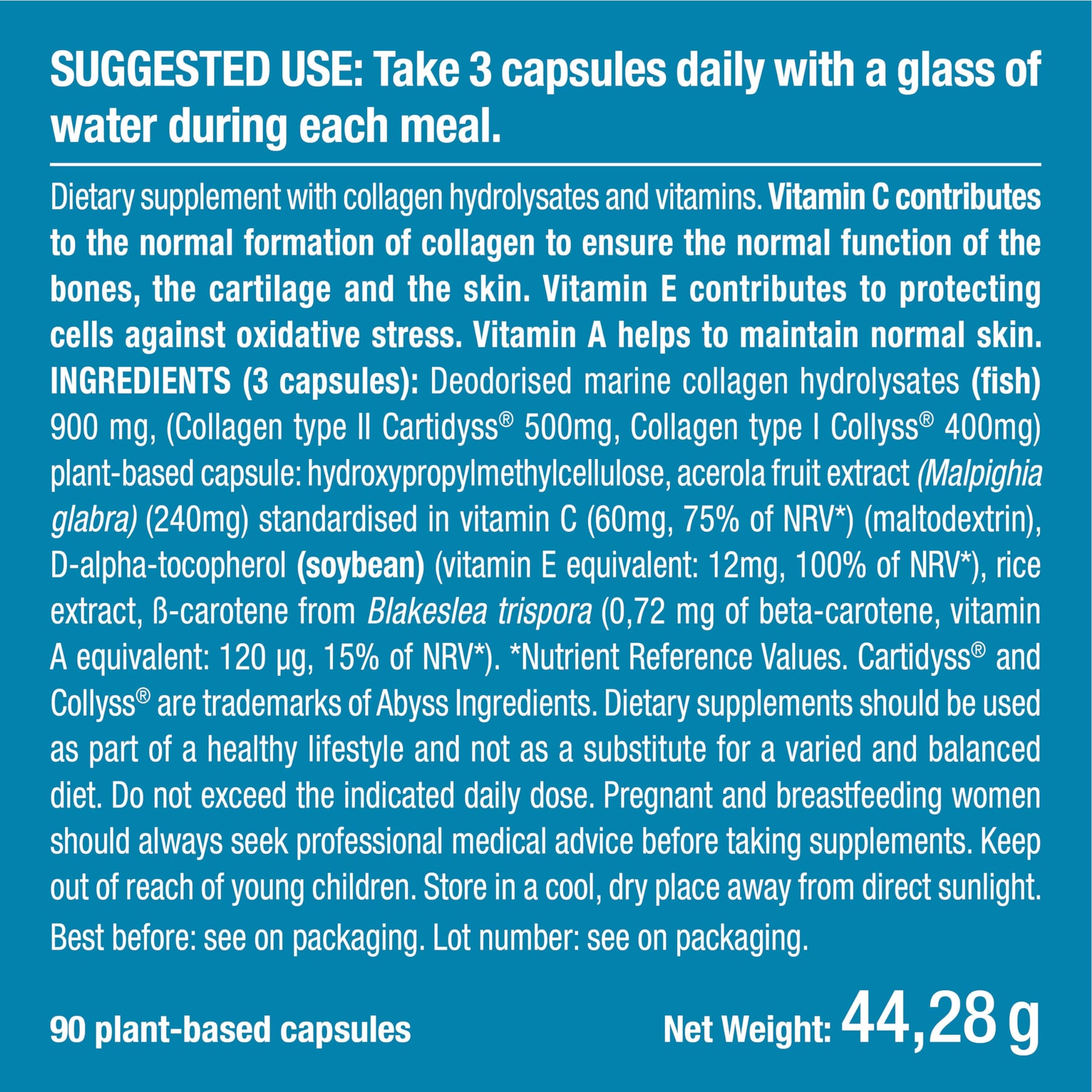 Pure Marine Collagen (900mg) - Enriched with Vitamins C and E – Patented Premium Type I & II Hydrolysed Collagen Plastimea