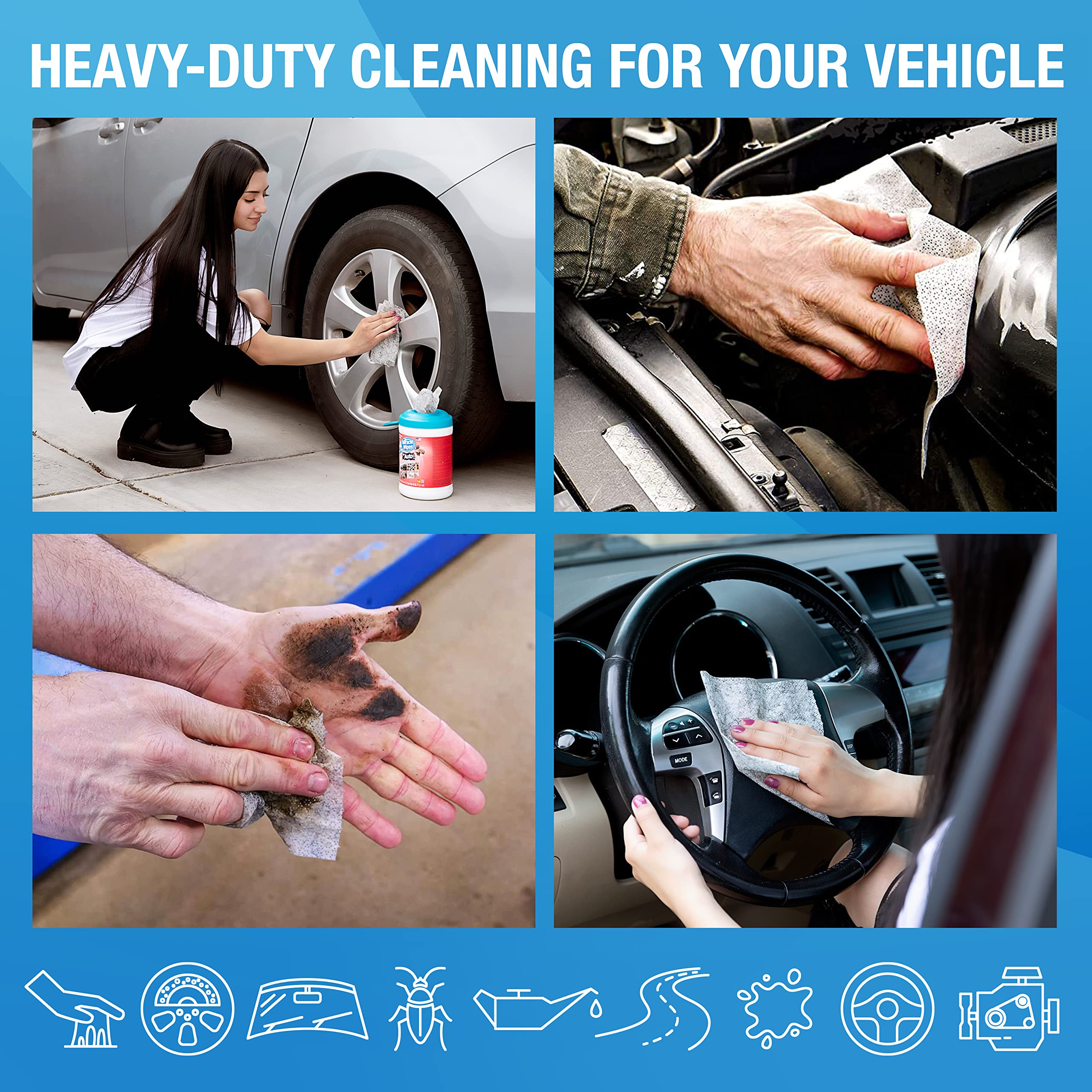 MiracleWipes for Automotive, All Purpose Cleaning Wipes for Hands, Auto Interior, Exterior MiracleWipes