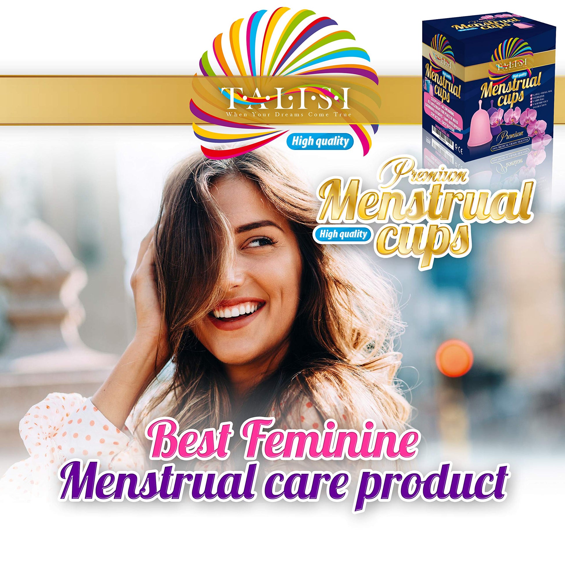 Talisi Menstrual Cups Set of 2 with Collapsible Silicone Sterilizer - Soft & Flexible Sensitive Feminine TALISI WHEN YOUR DREAMS COME TRUE