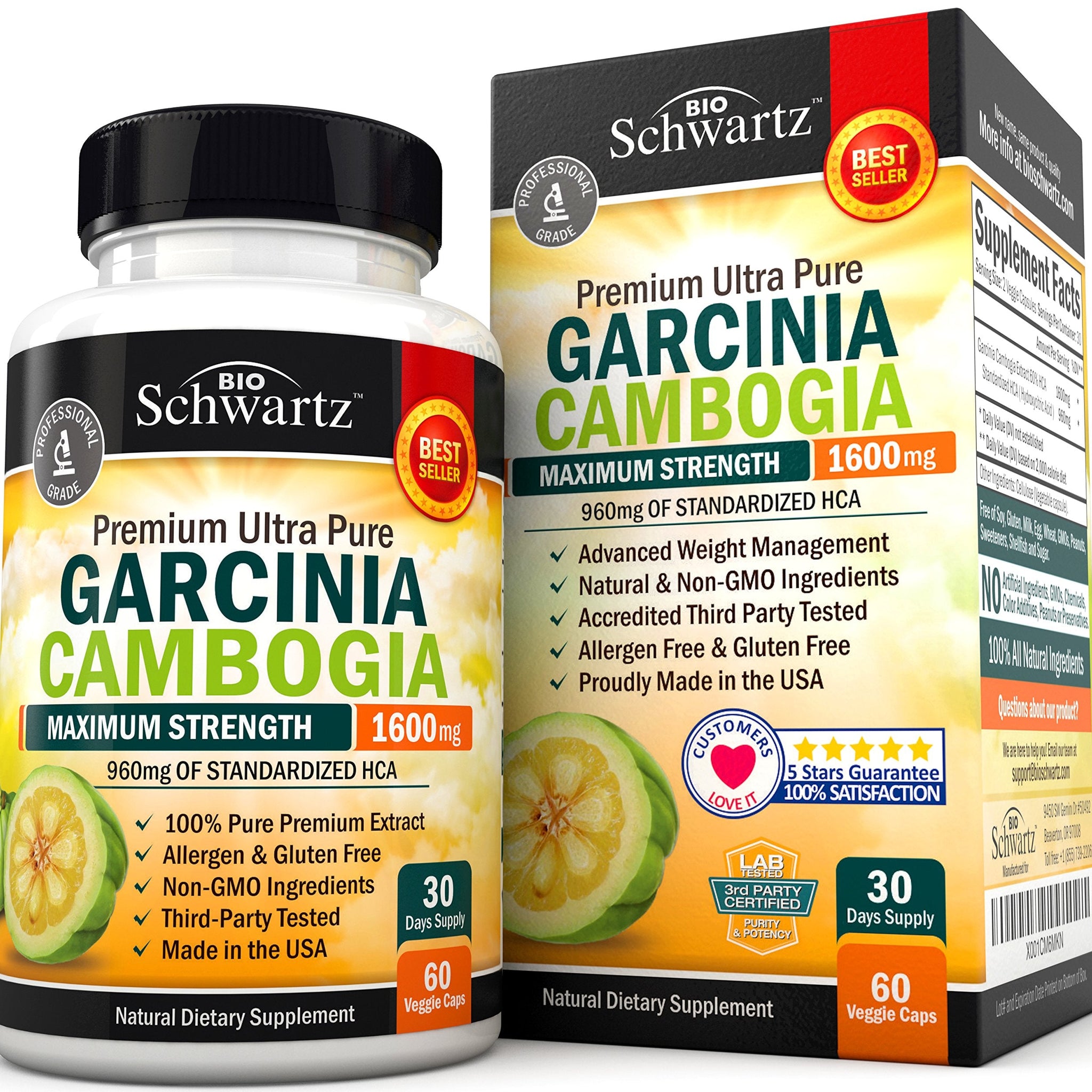 Garcinia Cambogia Weight Loss Pills - Maximum Strength Appetite Suppressant & Fat Burner