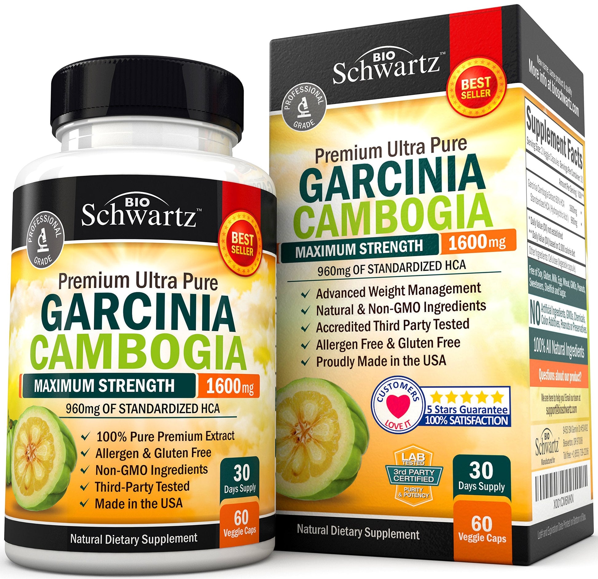 Garcinia Cambogia Weight Loss Pills - Maximum Strength Appetite Suppressant & Fat Burner