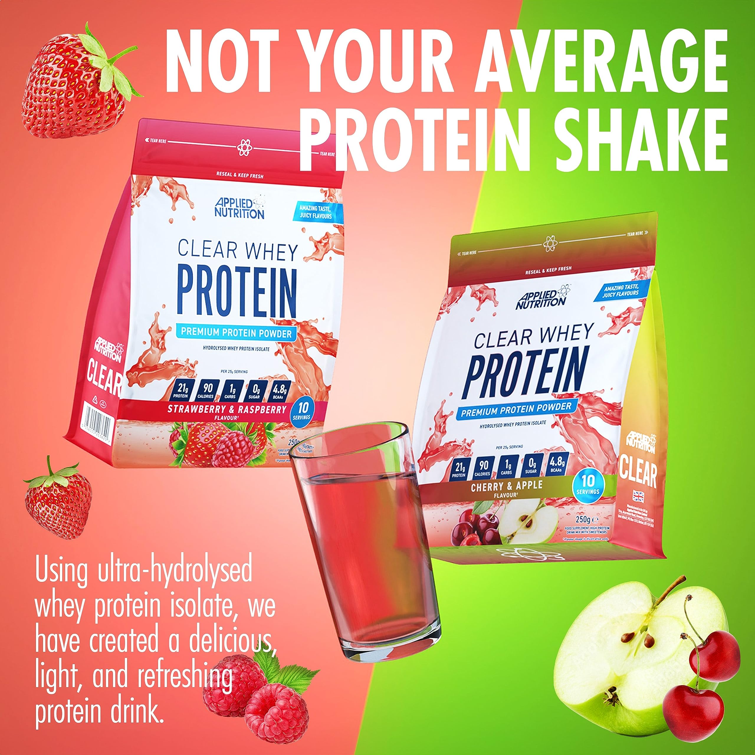 Applied Nutrition Clear Whey Isolate - Whey Protein Isolate, Refreshing High Protein Powder