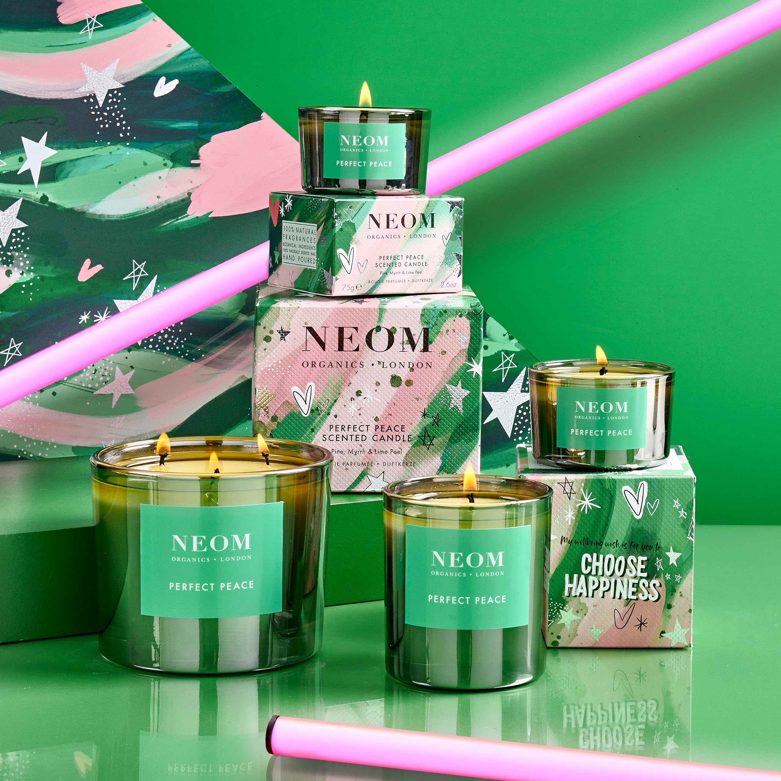 NEOM- Perfect Peace Luxury Scented Candle | Pine, Myrrh & Lime Peel | Christmas Gift… (1 Wick) Neom