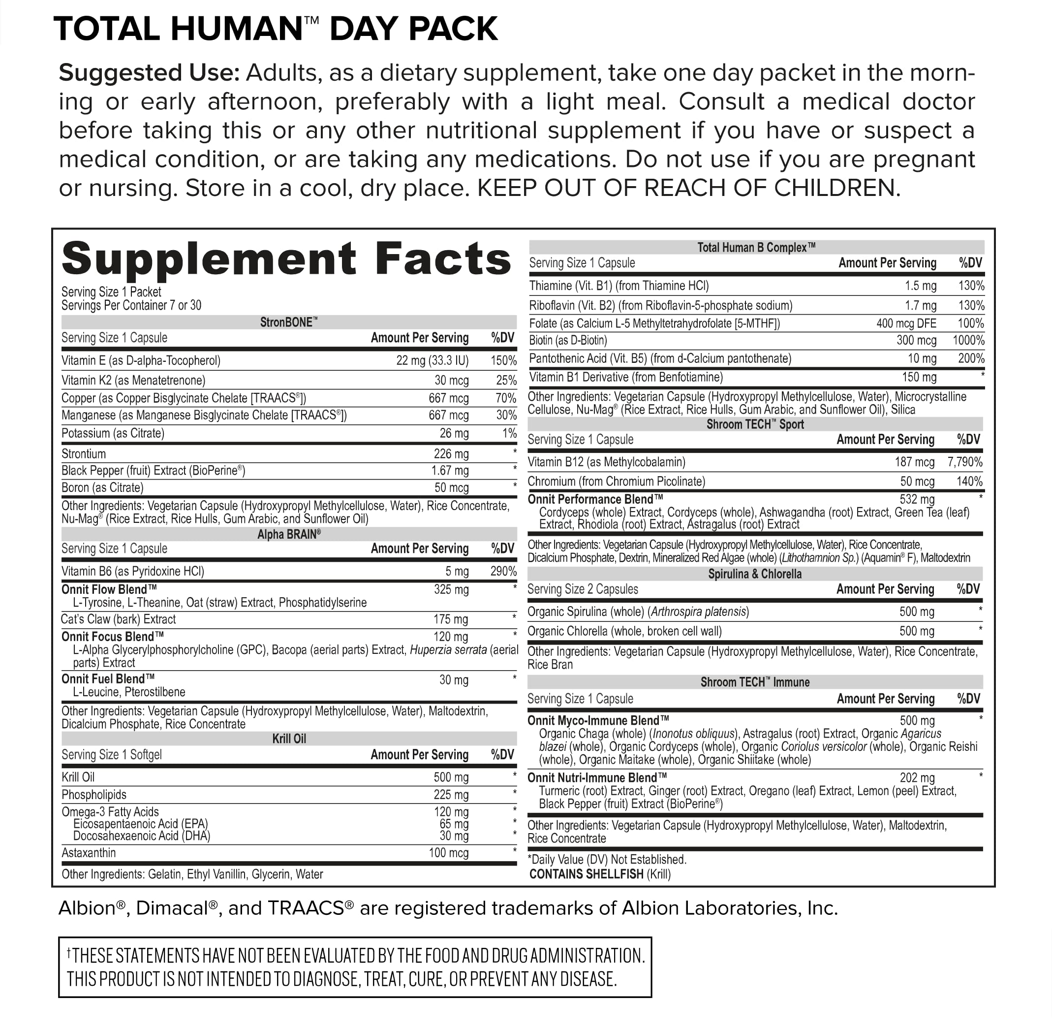 ONNIT Total Human Day and Night Vitamin Packs, 7-Day Supply Capsule