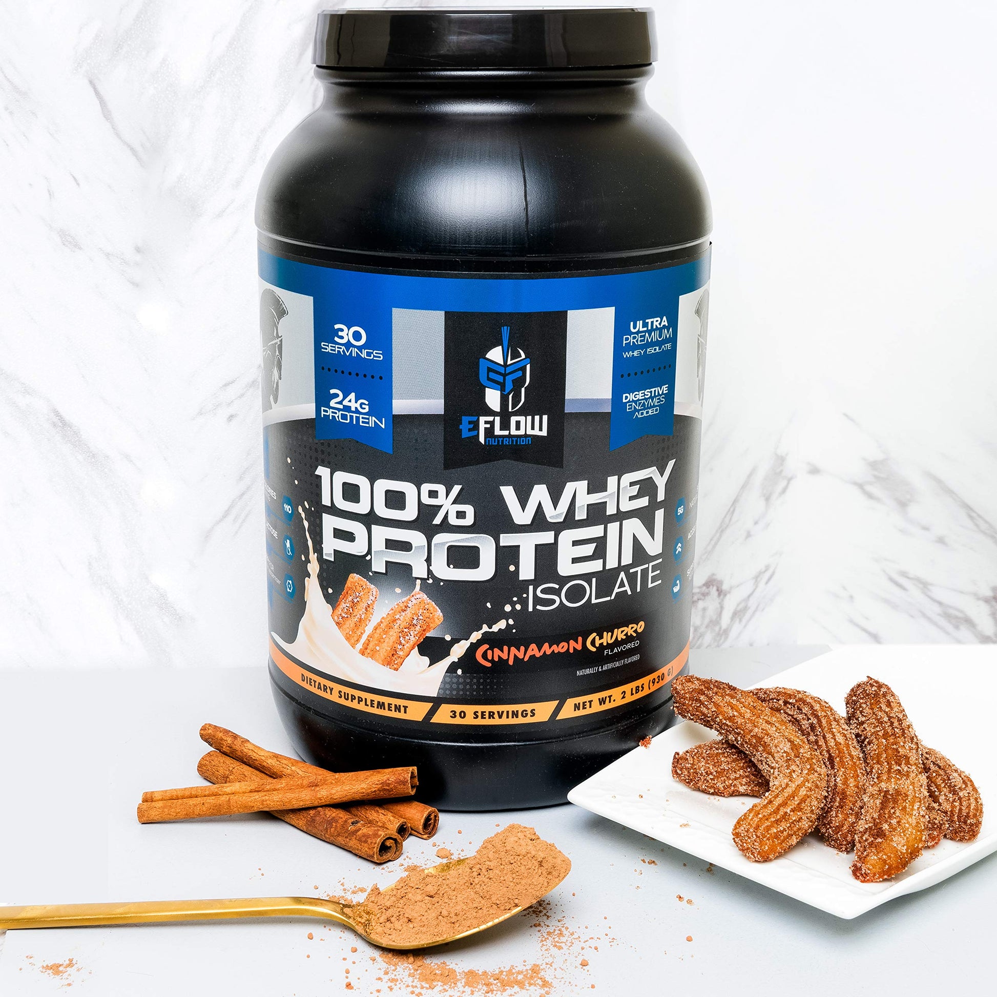 eFlow Nutrition 100% Whey Protein Isolate - Lactose-Free Digestive Enzymes Added eFlow Nutrition