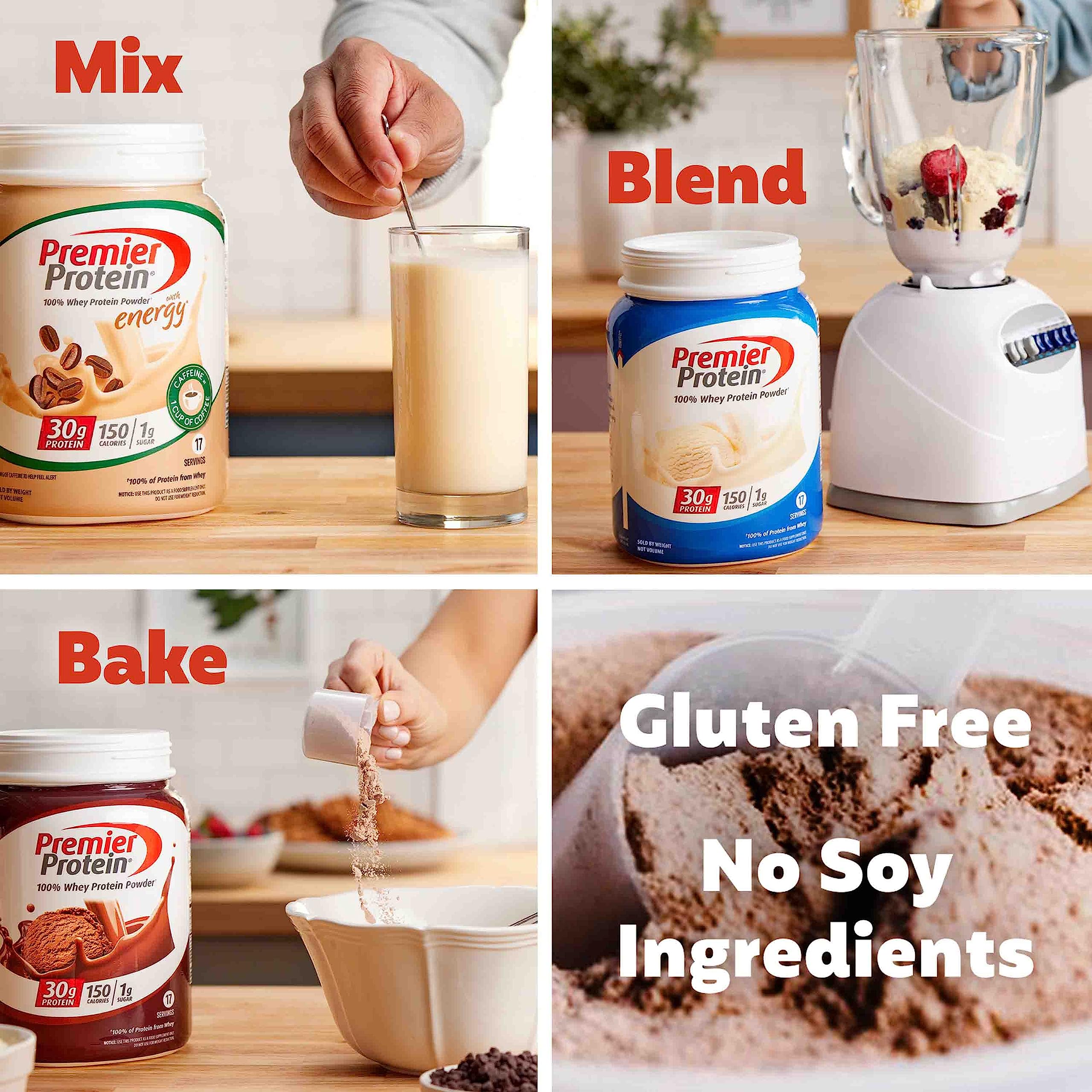 Premier Protein Powder, Cafe Latte , 30g Protein, 1g Sugar, 100% Whey Protein Premier Protein